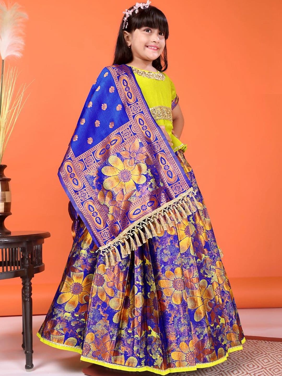 KALINI Girls Embellished Sequinned Ready to Wear Lehenga & Blouse With Dupatta thumbnail 4
