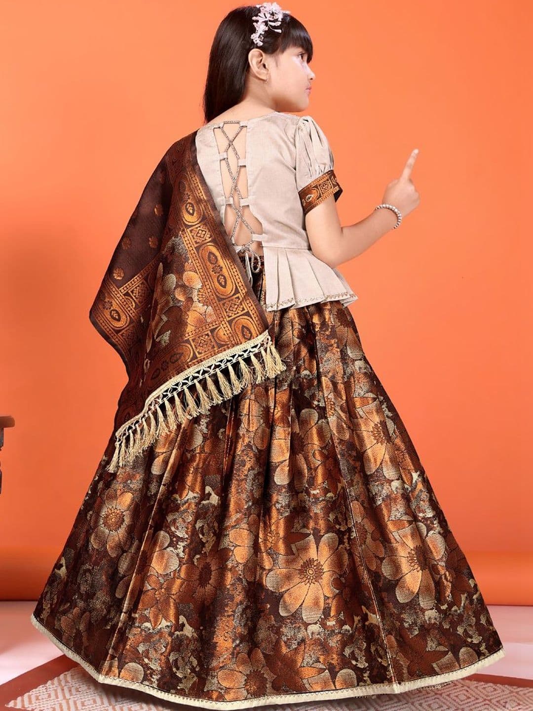 KALINI Girls Sequinned Ready to Wear Lehenga & Blouse With Dupatta thumbnail 4