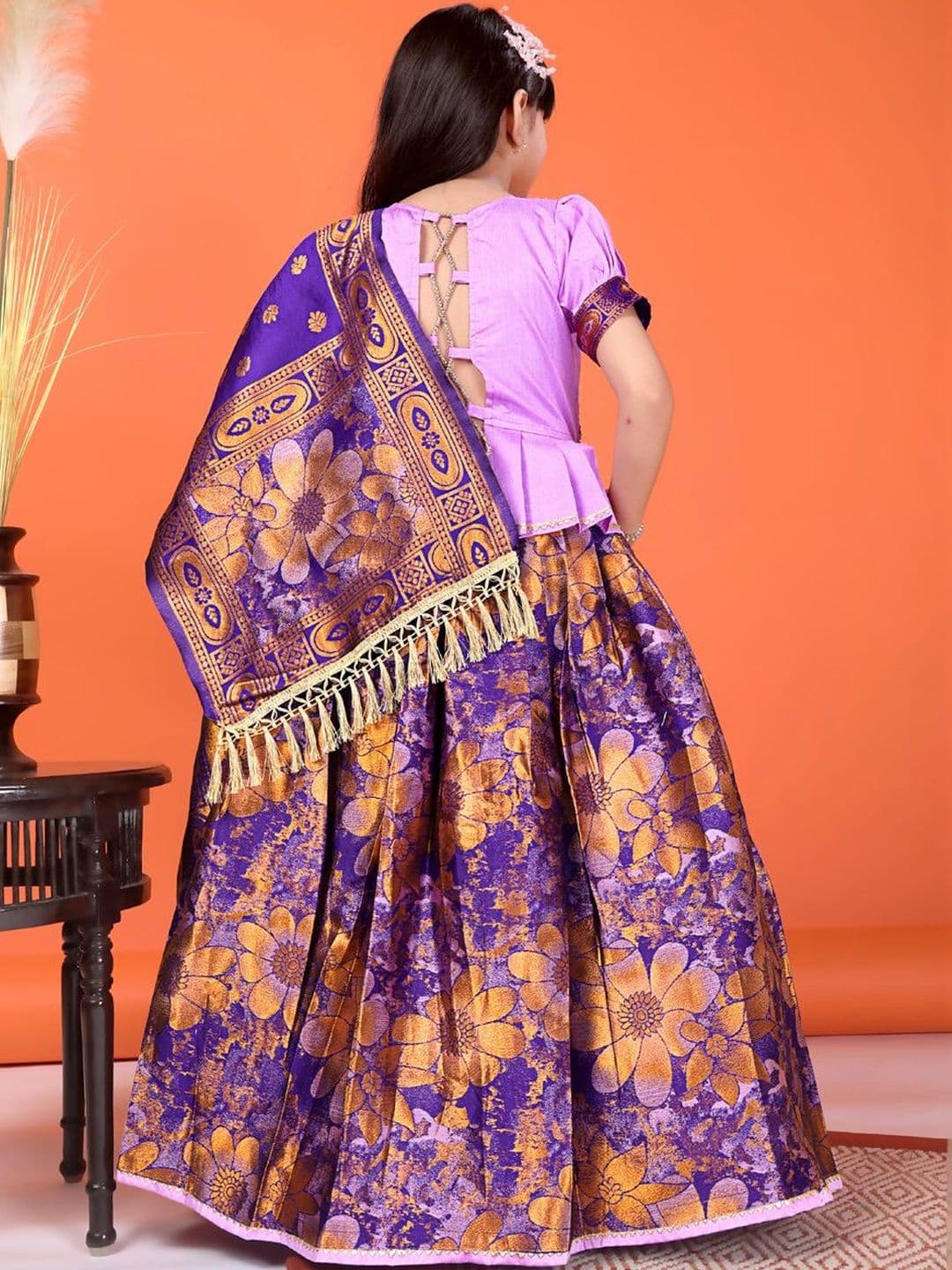 KALINI Girls Embellished Ready to Wear Lehenga & Blouse With Dupatta thumbnail 2
