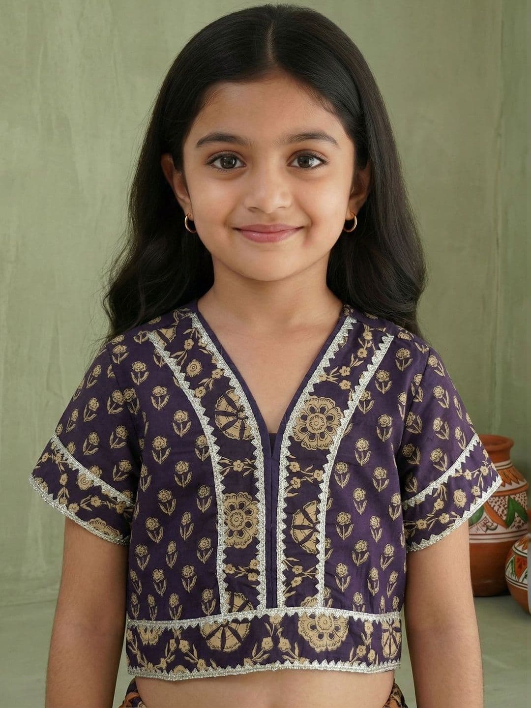 Readiprint Girls Printed Kalamkari Ready to Wear Lehenga & thumbnail 5