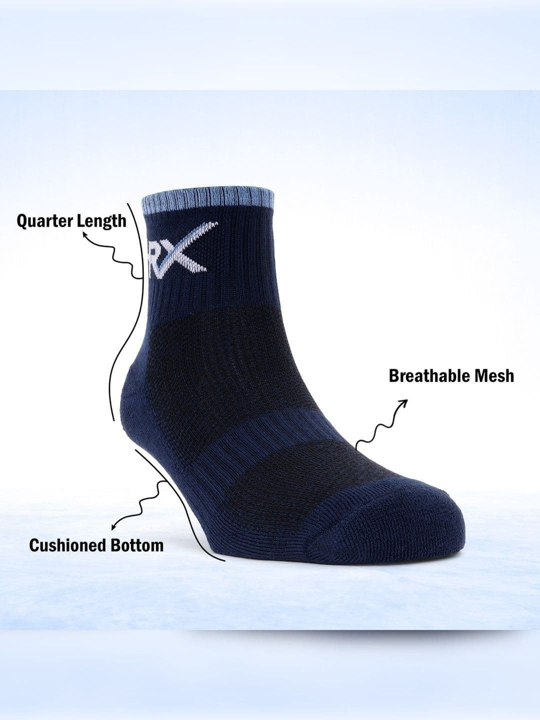 HRX by Hrithik Roshan Men Pack of 3 Cotton Blend Patterned Ankle Length Socks thumbnail 4