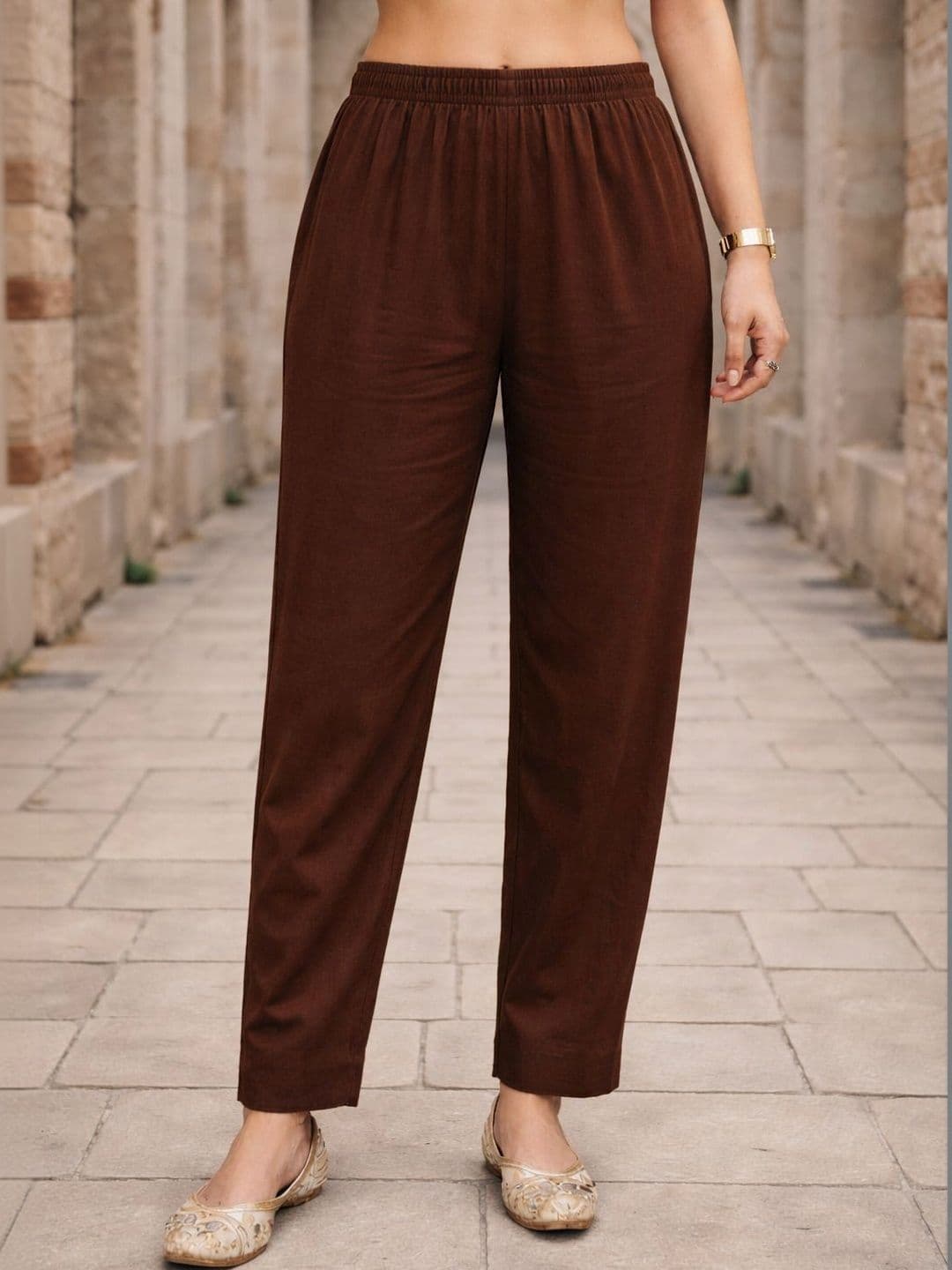 HERE&NOW Women Ethnic Motifs Embroidered Regular Thread Work Pure Cotton Kurta with Trousers & With Dupatta thumbnail 4