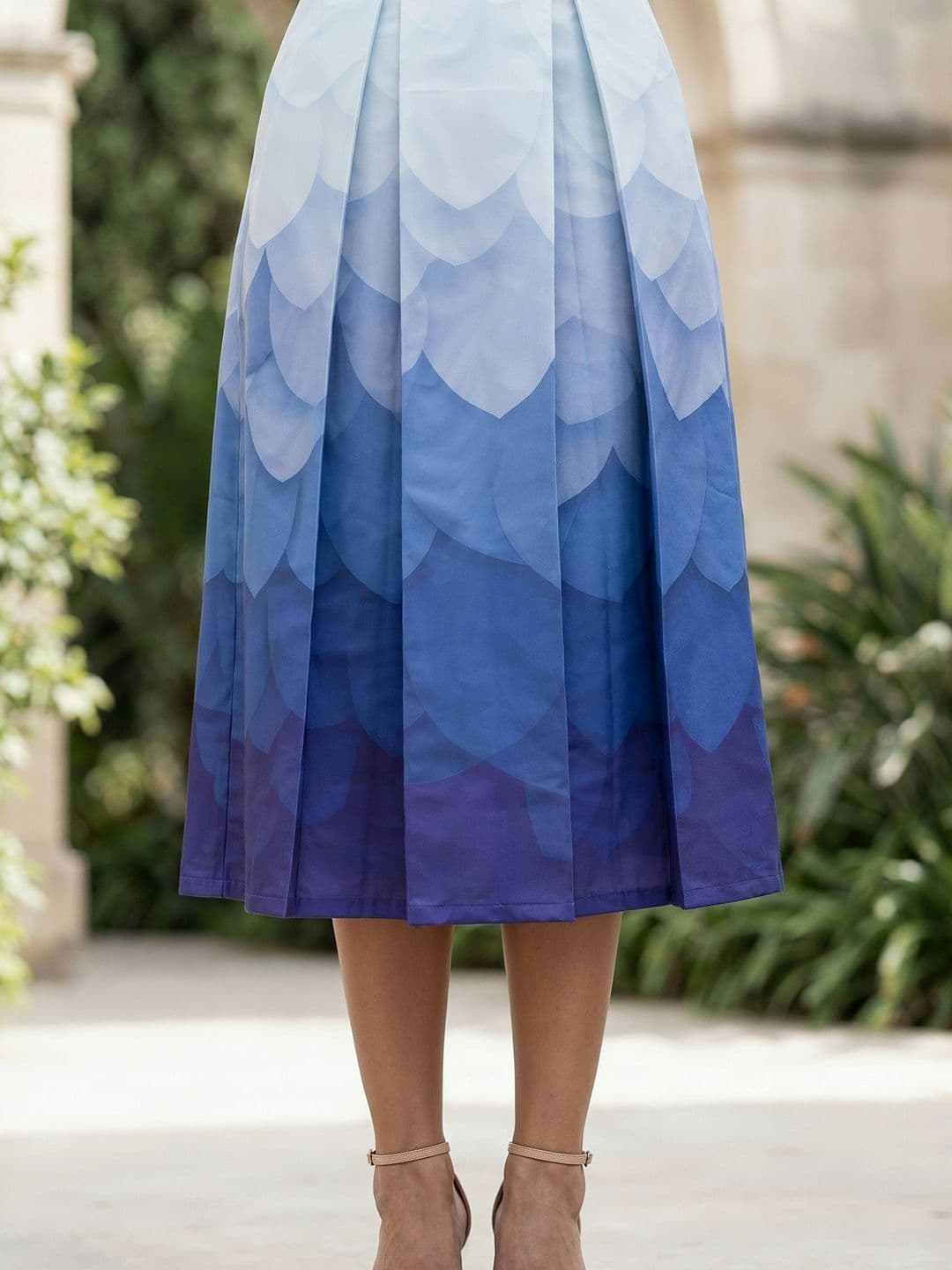 AASK Women Pure Cotton Blend Abstract Tiered Midi Flared Skirt thumbnail 3