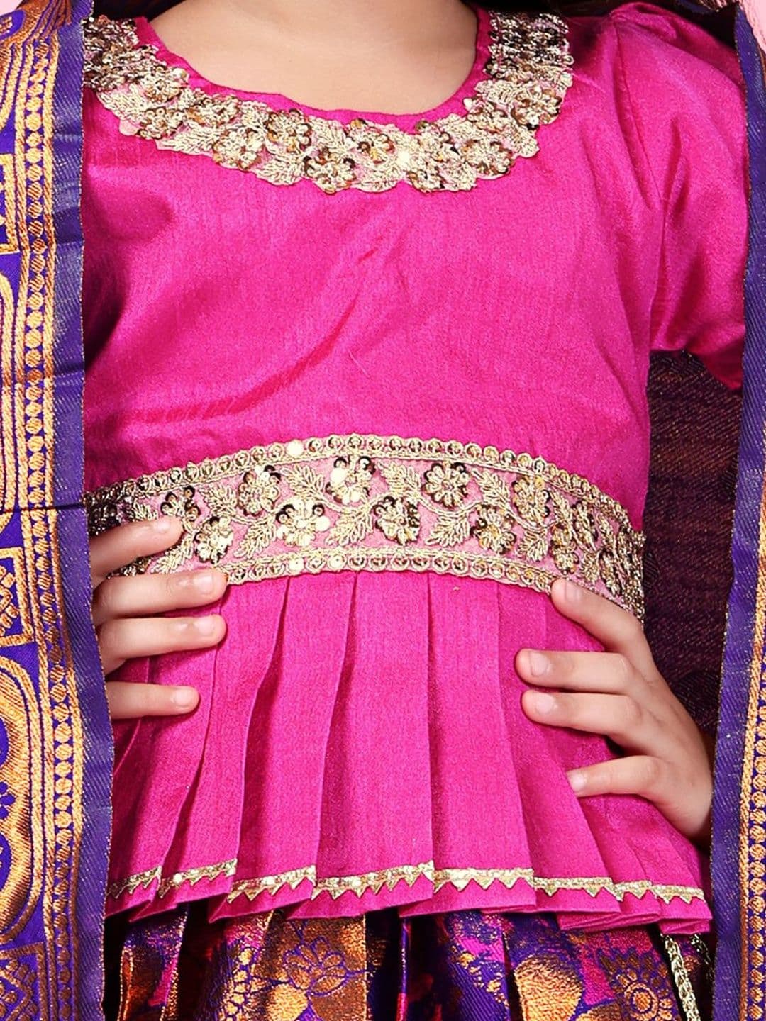 KALINI Girls Embellished Ready to Wear Lehenga & Blouse With Dupatta thumbnail 4