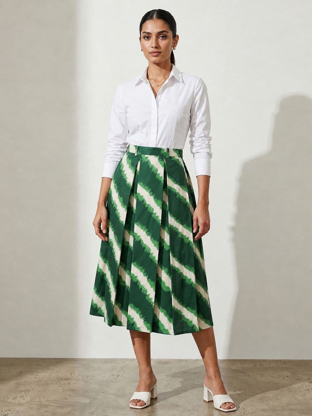 AASK Women Pure Cotton Blend Abstract Knee Length A-Line Skirt - view 1