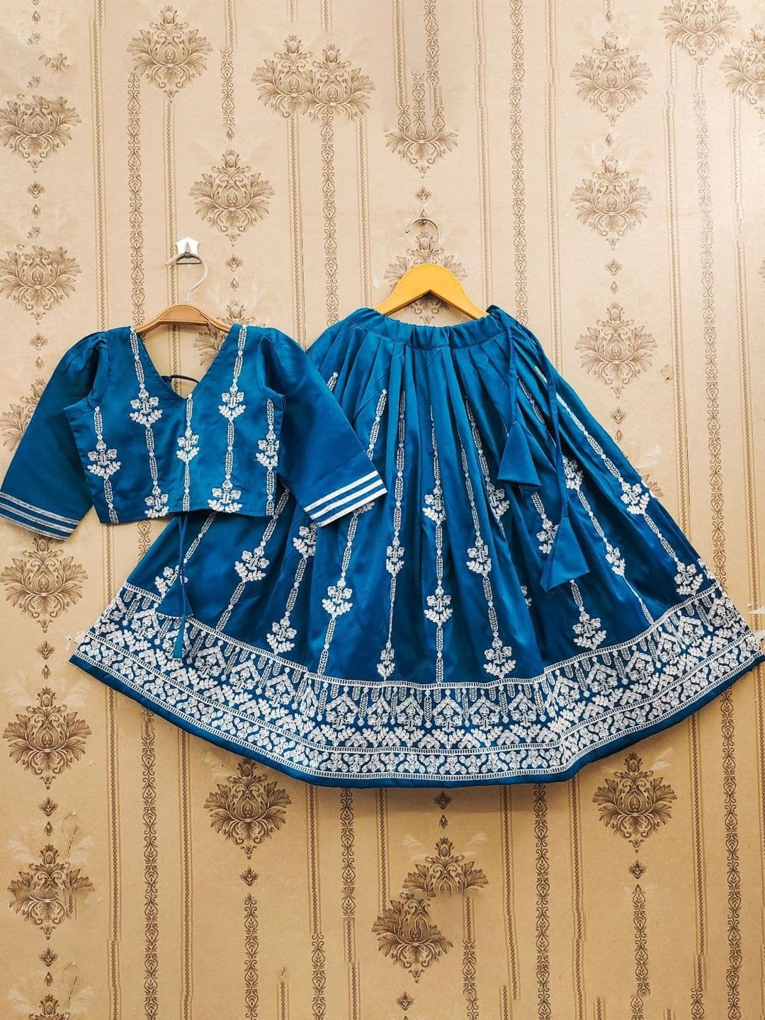 KALINI Girls Embroidered Thread Work Semi-Stitched Lehenga & thumbnail 7