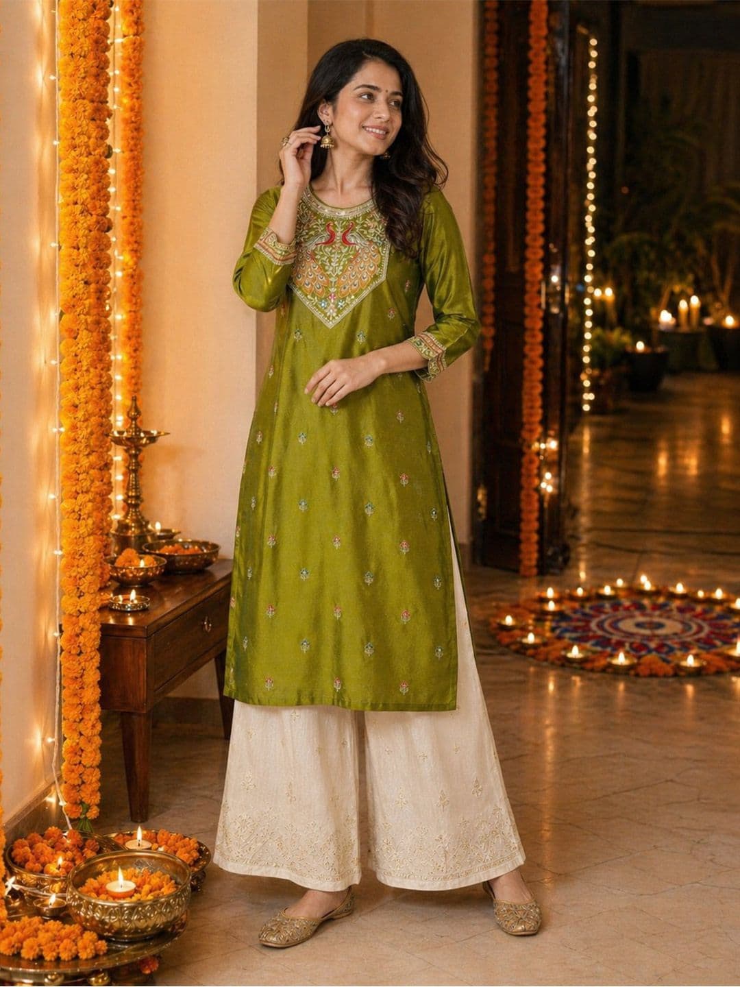 rarethread Women Ethnic Motifs Embroidered Thread Work Kurta thumbnail 3