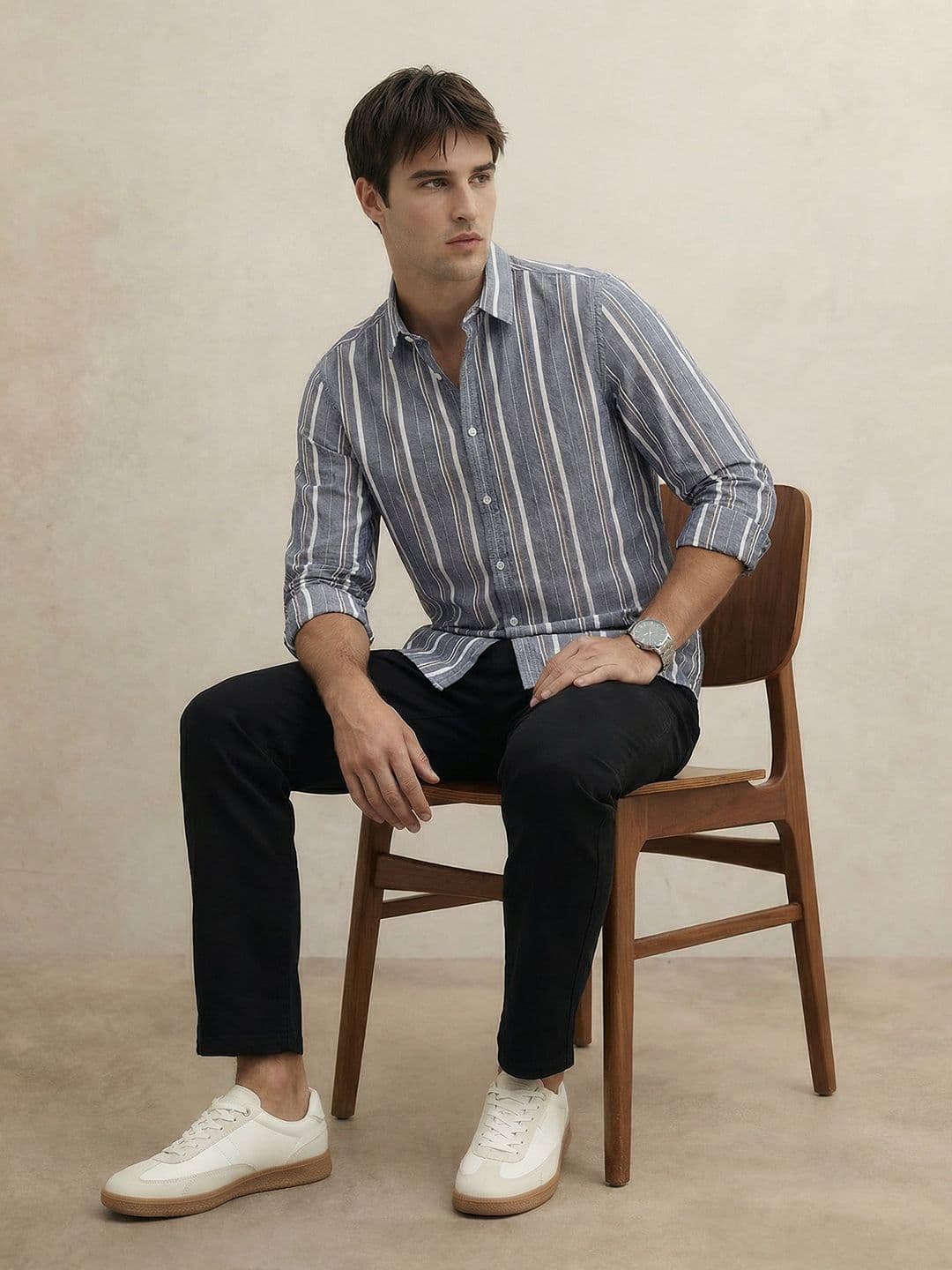 THE SHIRT CODE Striped Casual Shirt thumbnail 3