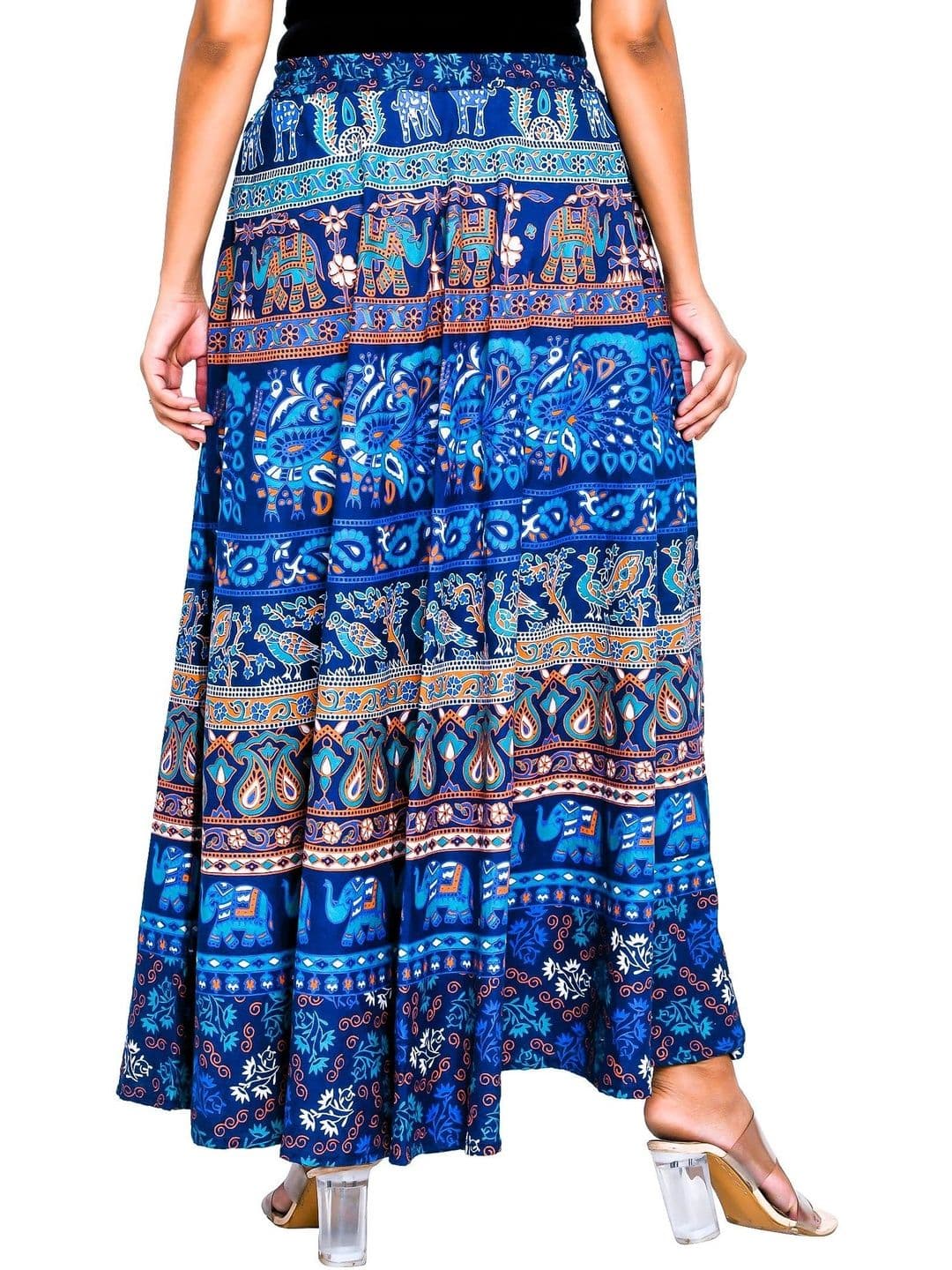 SAMJHI Women Pure Cotton Animal Bohemian Maxi Flared Skirt thumbnail 3