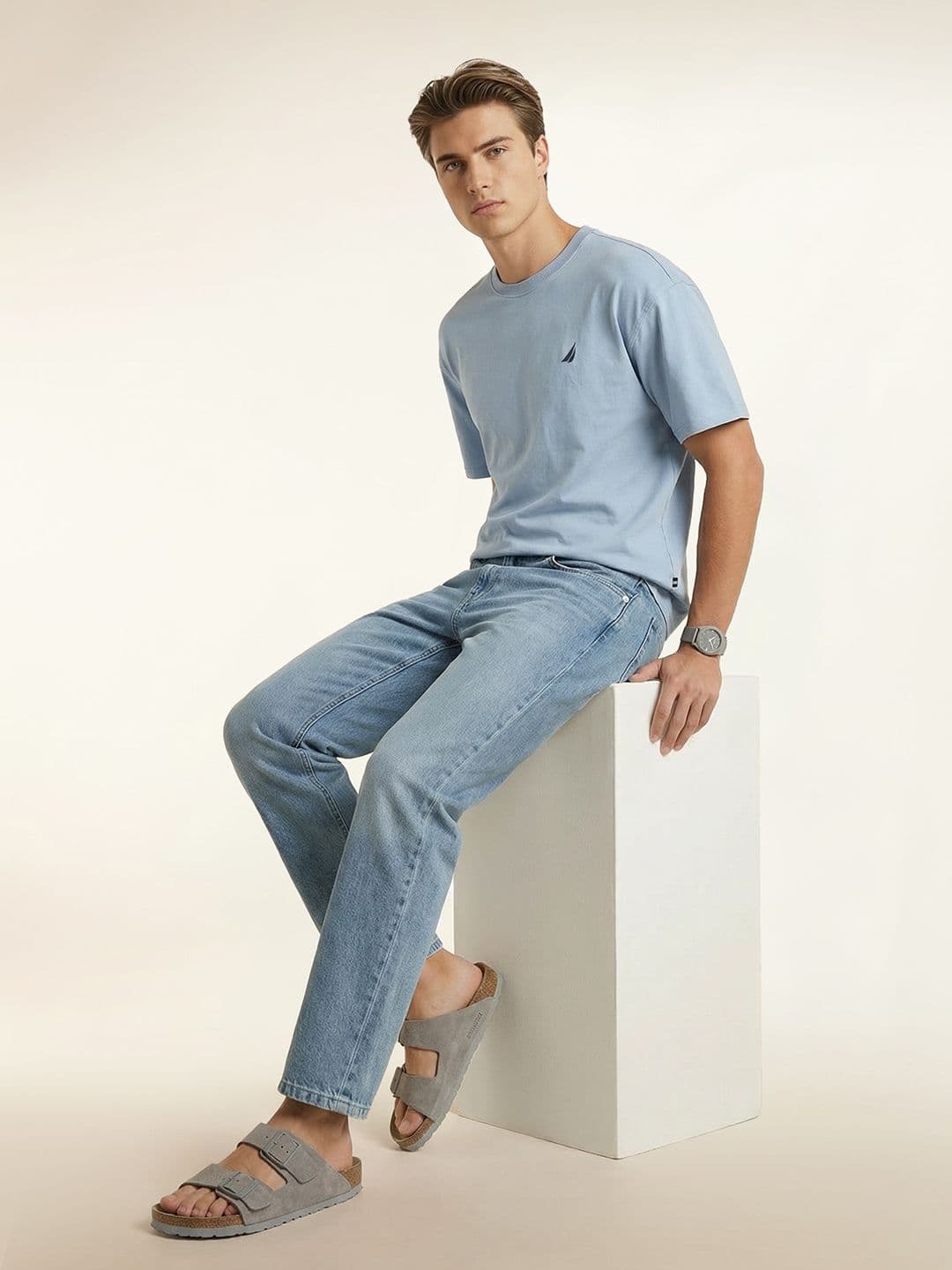 Nautica Drop-Shoulder Sleeves Round Neck Oversized T-shirt thumbnail 4