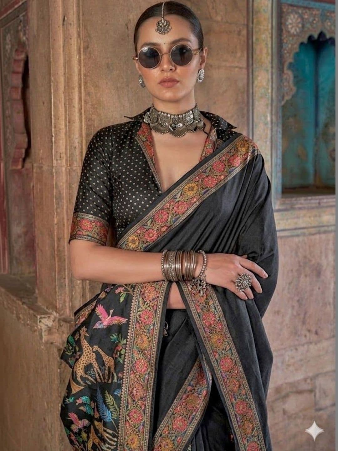 KALINI Ethnic Motifs Handloom Block Print Saree thumbnail 4