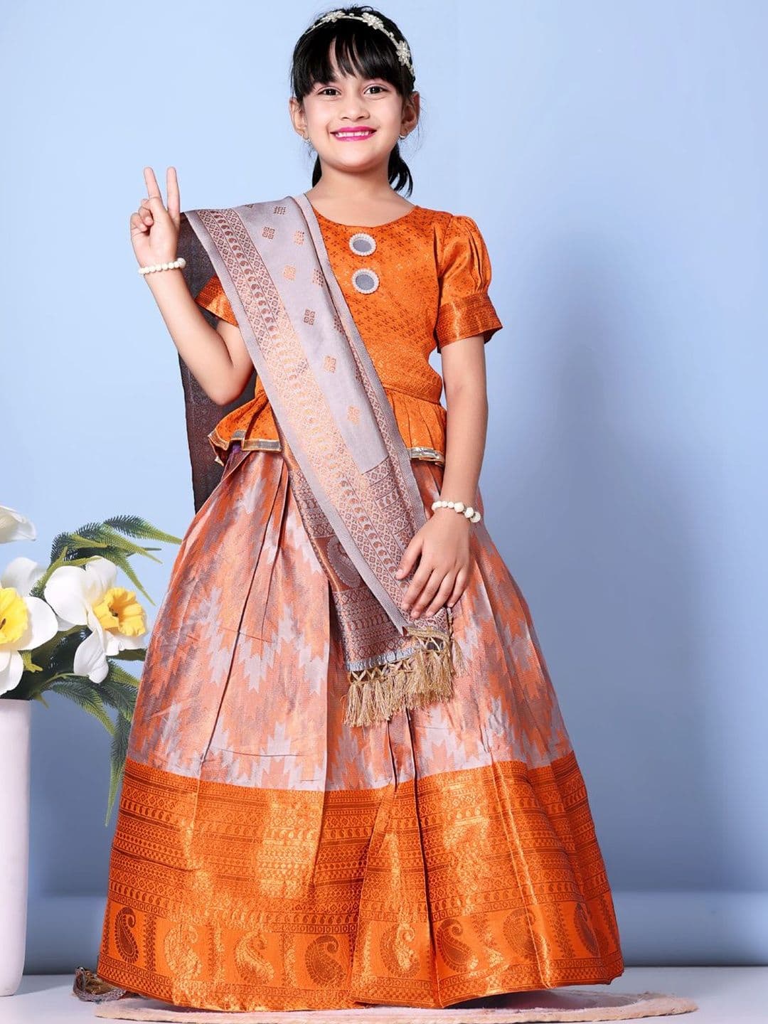 KALINI Girls Ready to Wear Lehenga & Blouse With Dupatta thumbnail 5