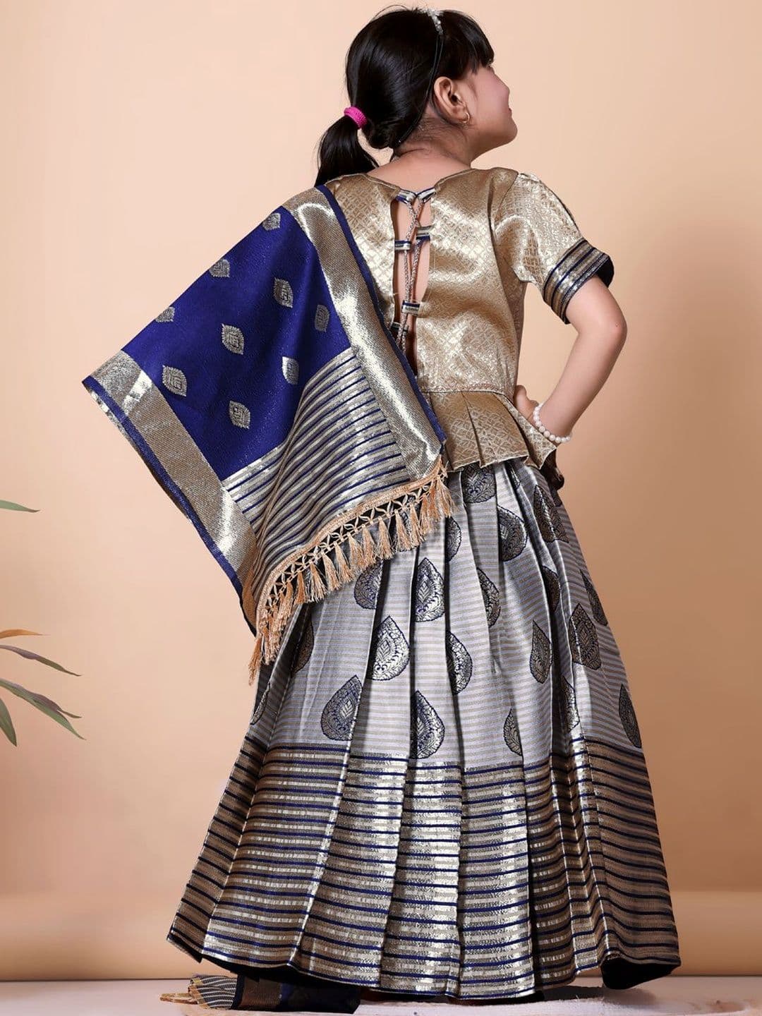KALINI Girls Semi-Stitched Lehenga & Blouse With Dupatta thumbnail 5