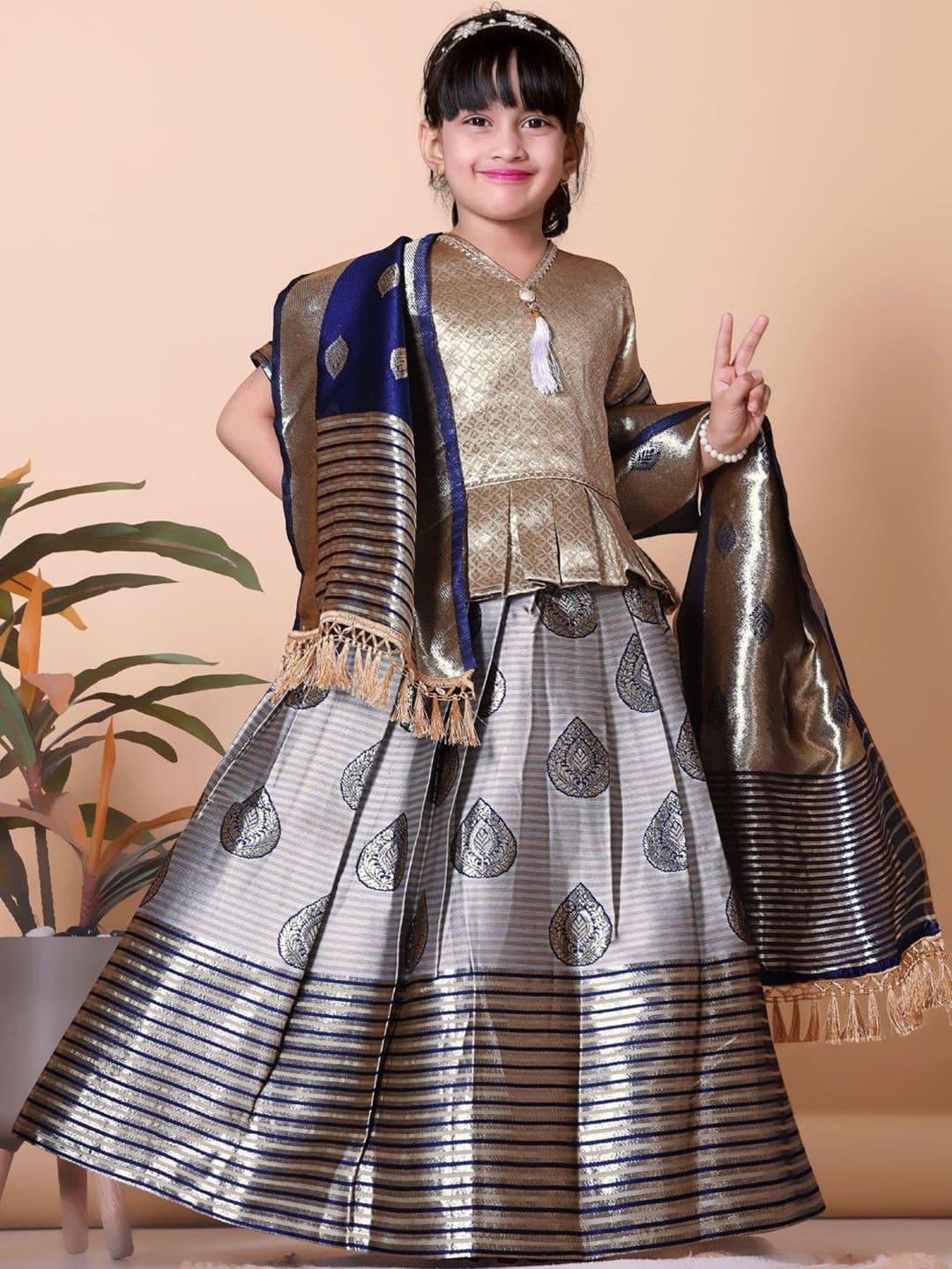 KALINI Girls Semi-Stitched Lehenga & Blouse With Dupatta thumbnail 4