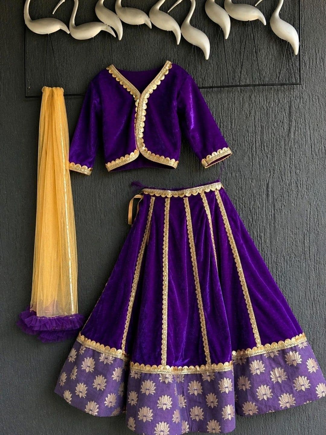 The Little Tales Girls Sequinned Ready to Wear Lehenga & Blouse With Dupatta - view 1
