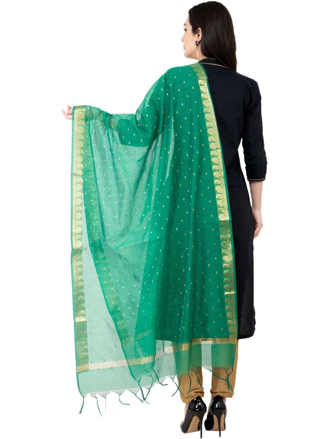 A R SILK Embroidered Dupatta with Zari thumbnail 3