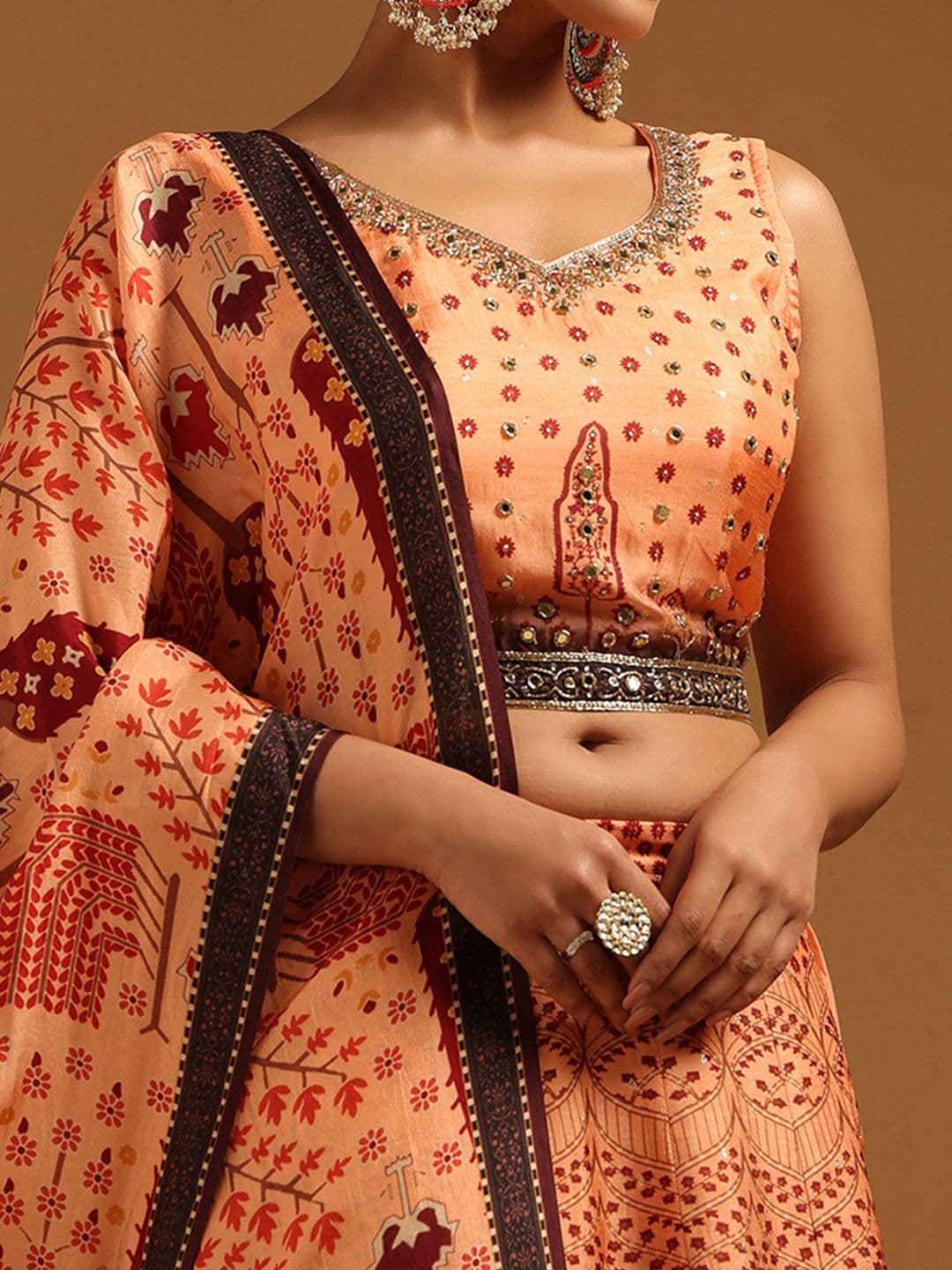 Soch Embellished Sequinned Semi-Stitched Lehenga & Blouse With Dupatta thumbnail 2