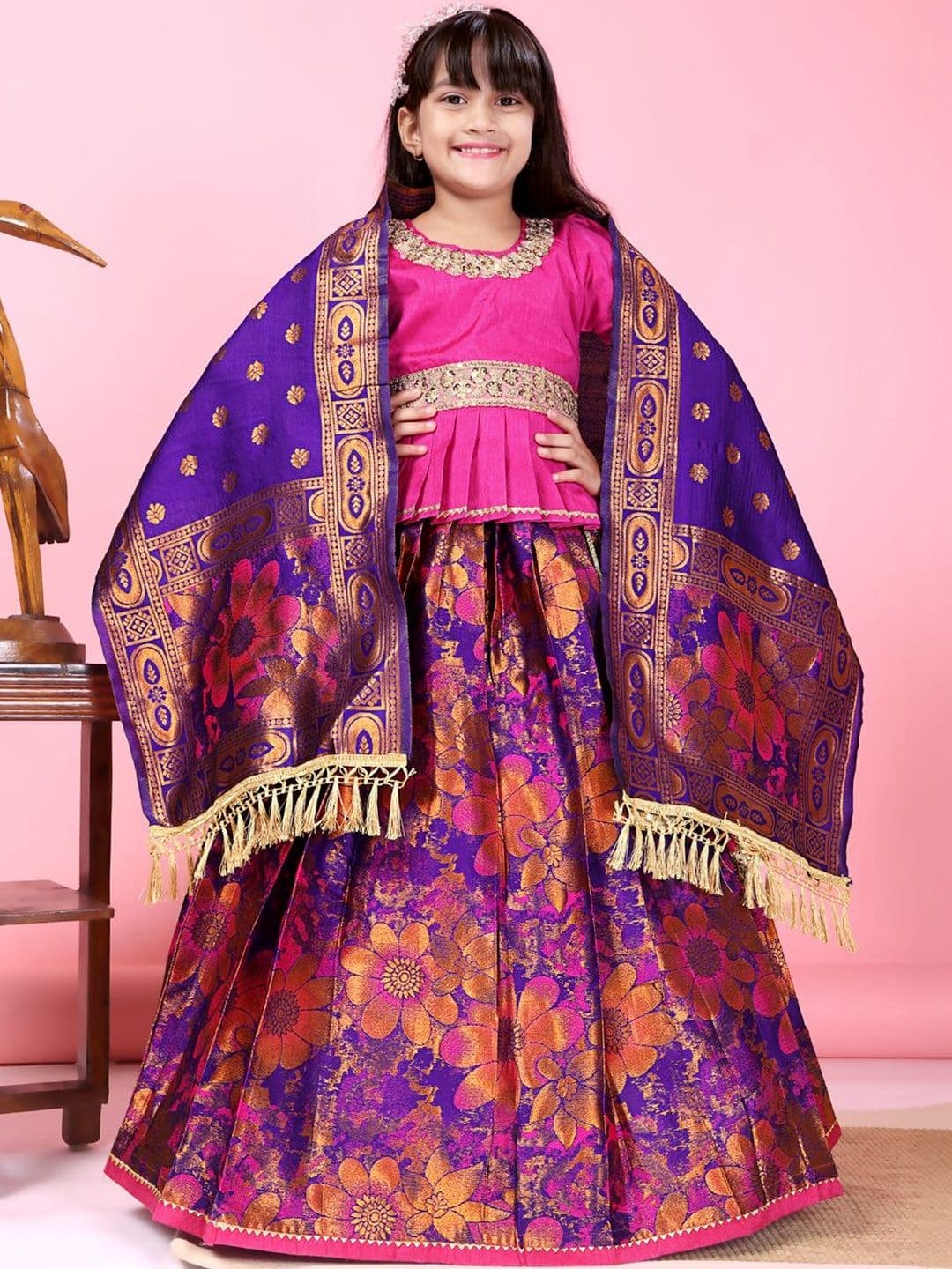 KALINI Girls Embellished Ready to Wear Lehenga & Blouse With Dupatta thumbnail 5
