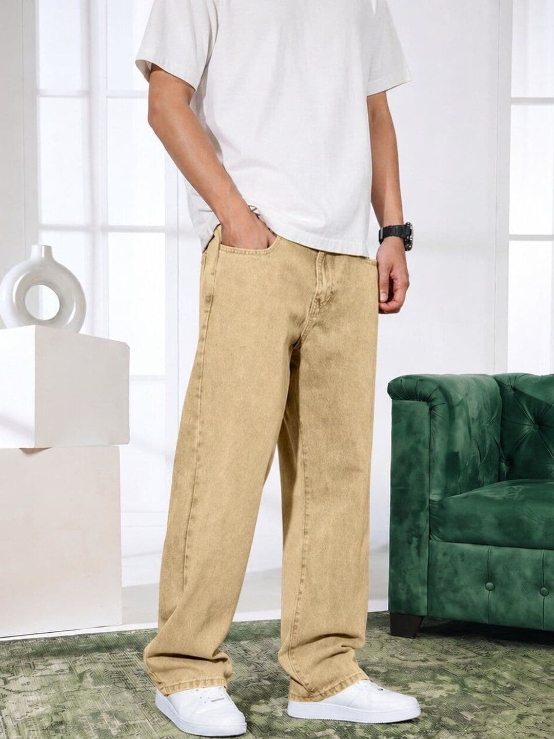 BESTLOO Men Relaxed Fit Mid-Rise Stretchable Jeans thumbnail 2