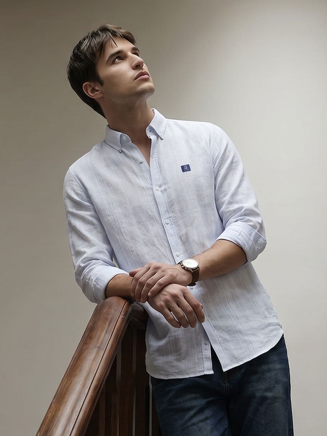 THE SHIRT CODE Slim Fit Vertical Striped Casual Shirt thumbnail 4