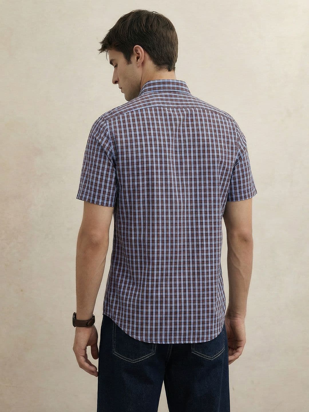 THE SHIRT CODE Premium Micro Checked Casual Shirt thumbnail 5