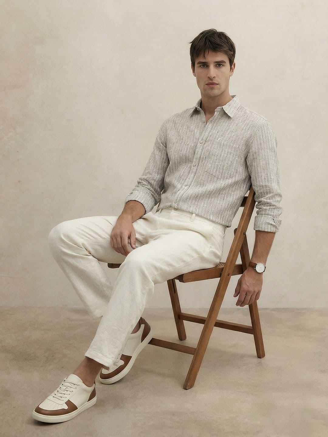 THE SHIRT CODE Vertical Striped Cotton Casual Shirt thumbnail 5
