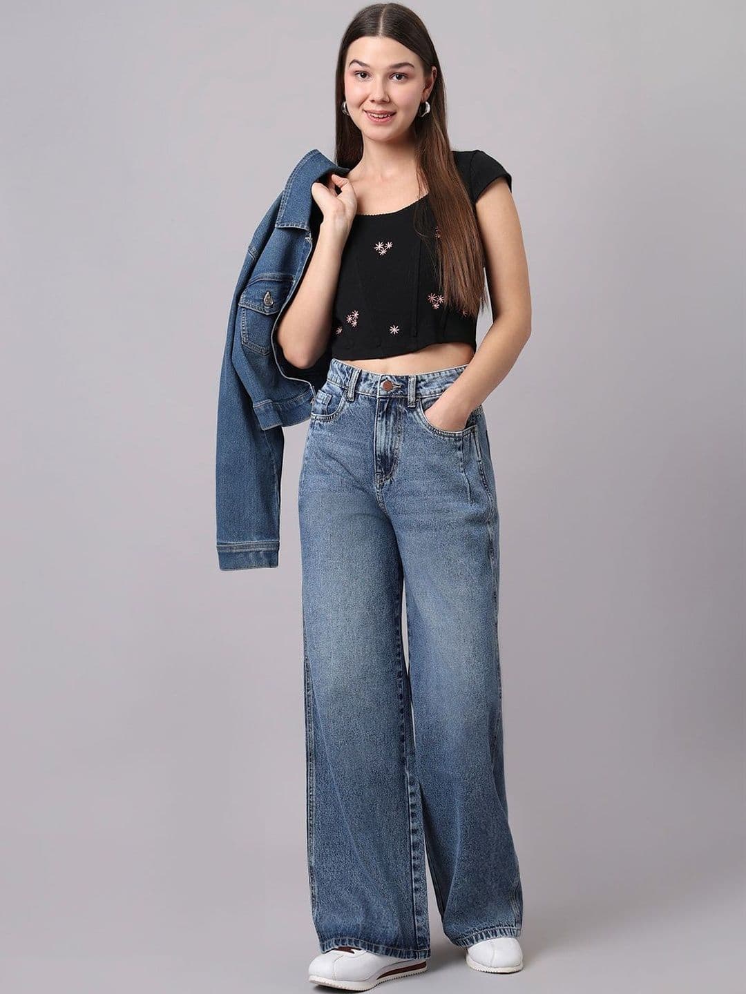 TARAMA Women Wide Leg High-Rise Light Fade Jeans - view 1