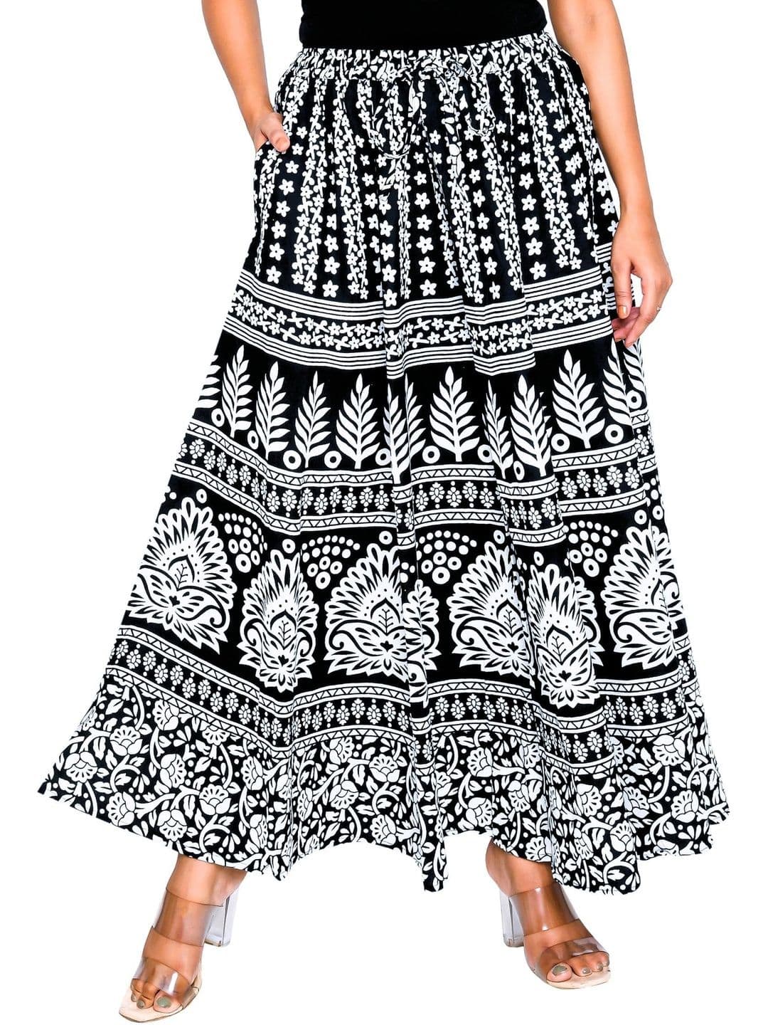 SAMJHI Women Pure Cotton Floral Maxi Flared Skirt - view 1