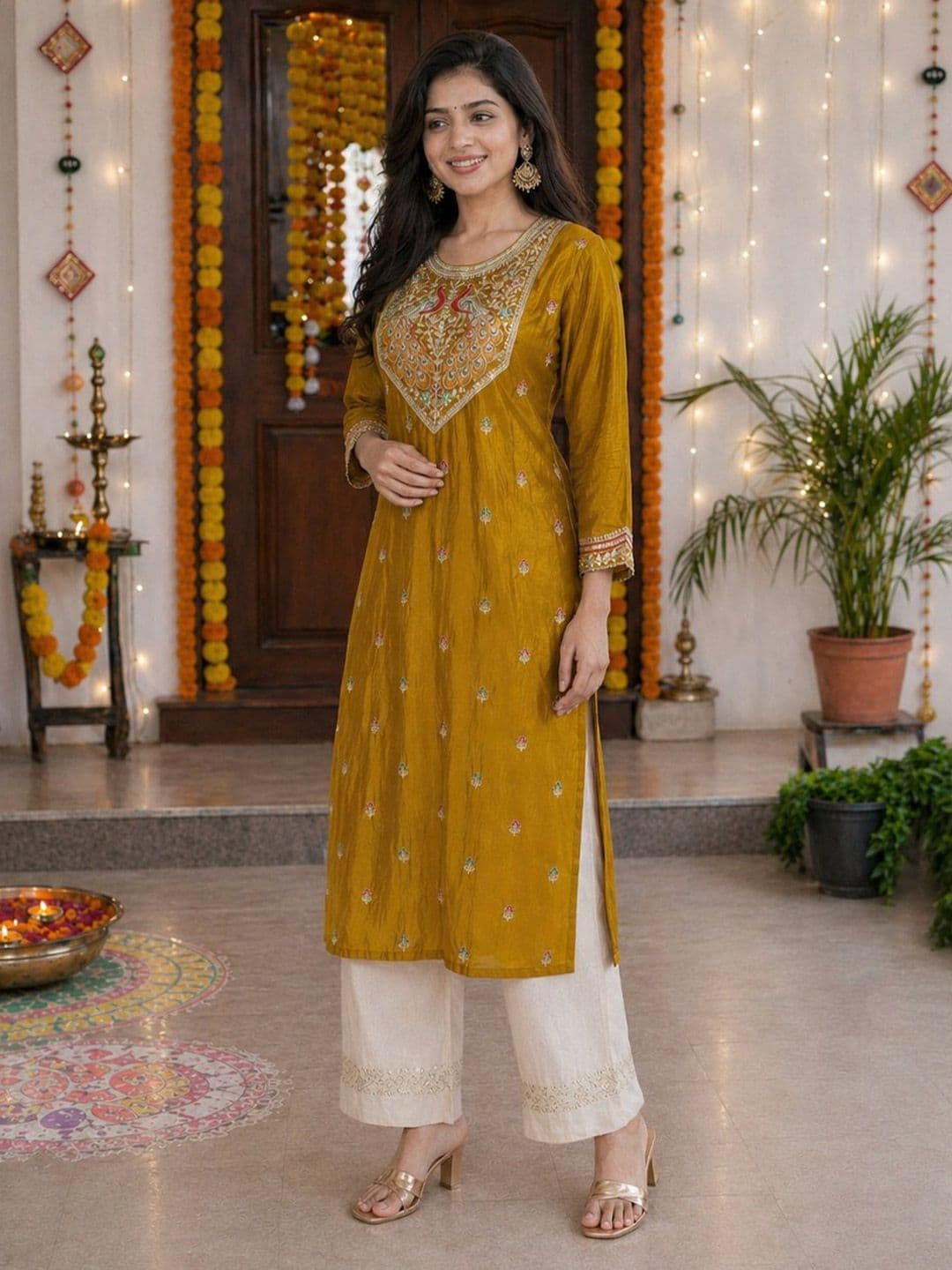 rarethread Women Ethnic Motifs Embroidered Thread Work Kurta thumbnail 3