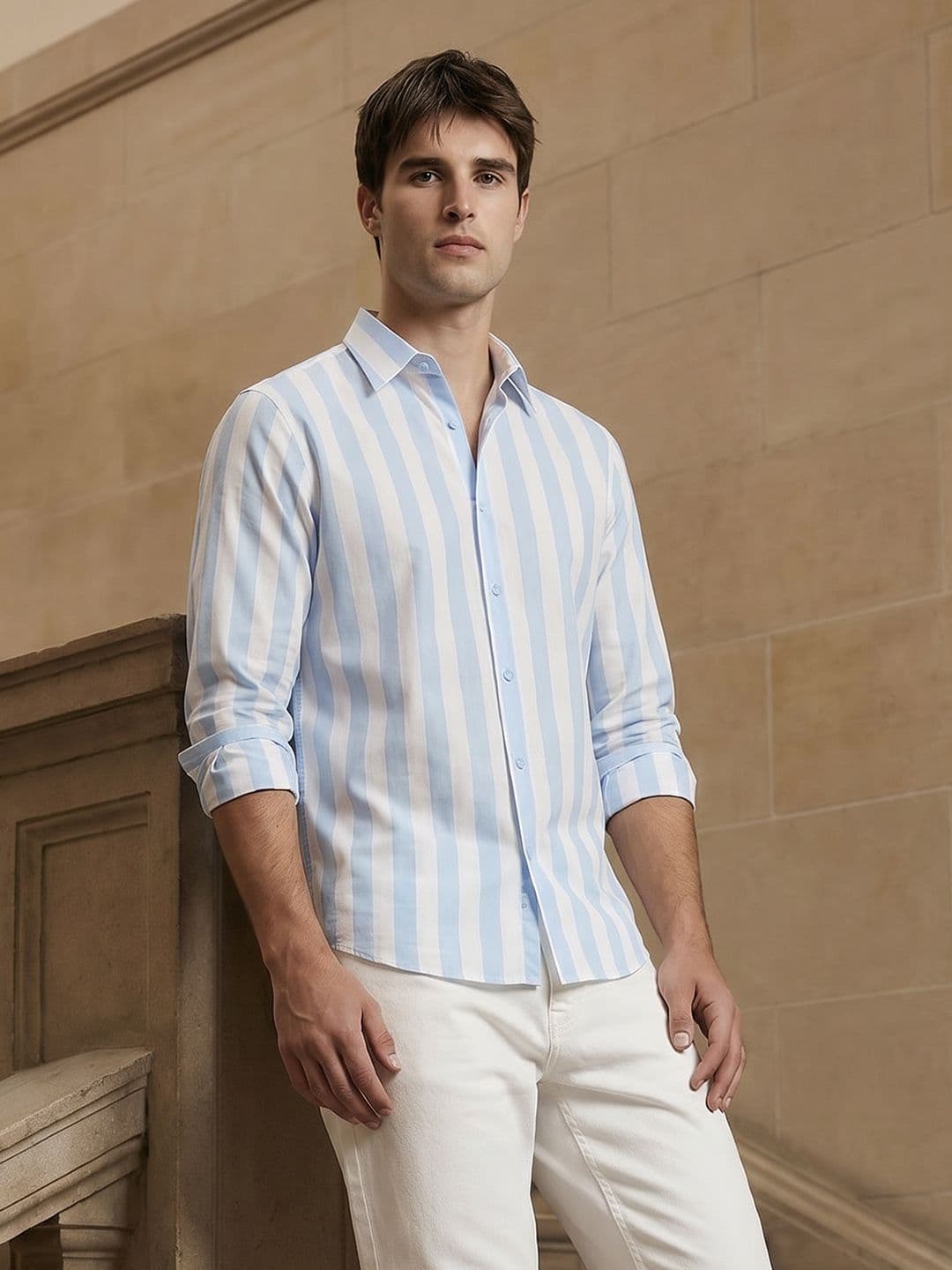 THE SHIRT CODE Premium Vertical Striped Pure Cotton Casual Shirt - view 1
