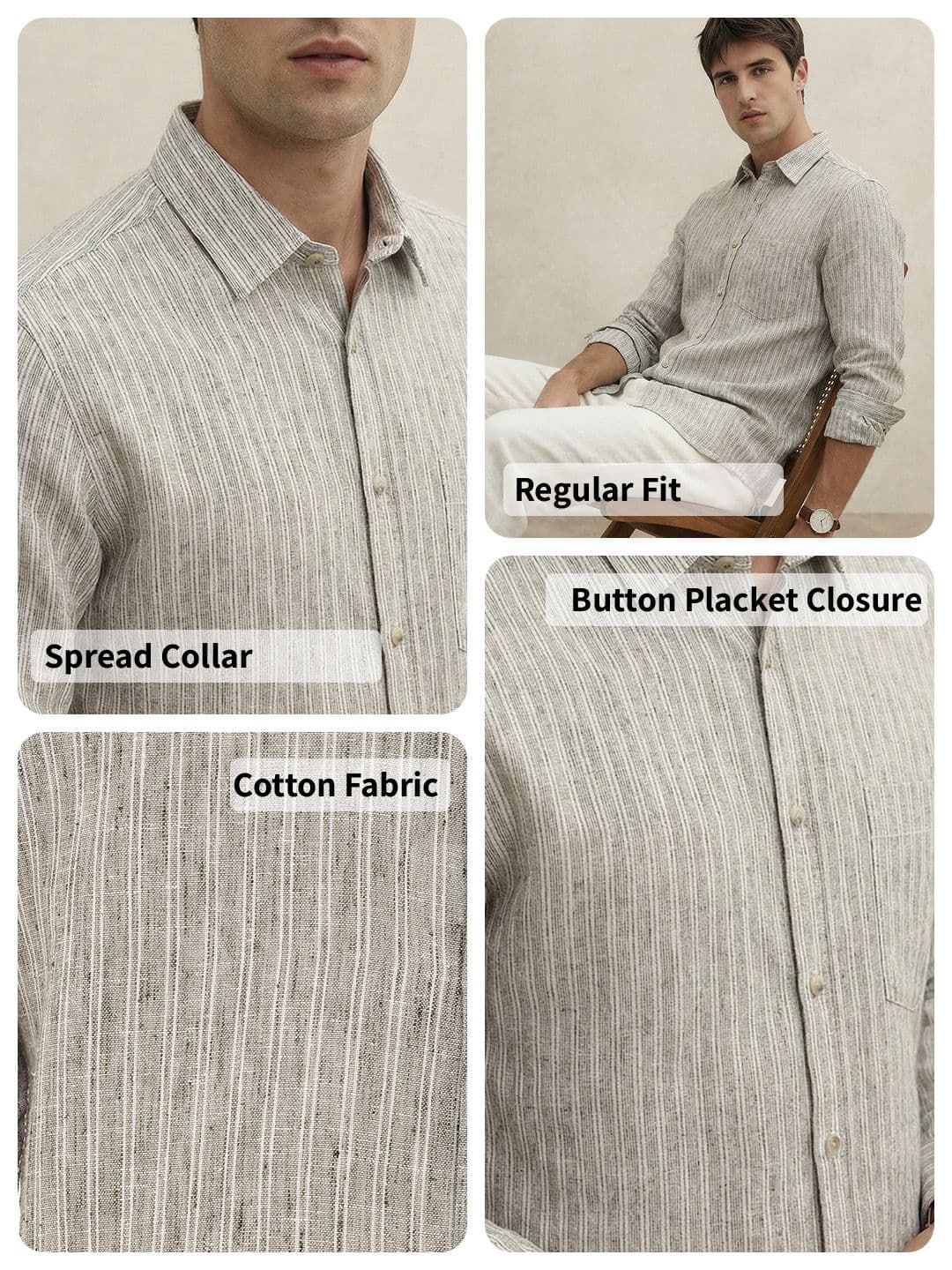 THE SHIRT CODE Vertical Striped Cotton Casual Shirt thumbnail 2
