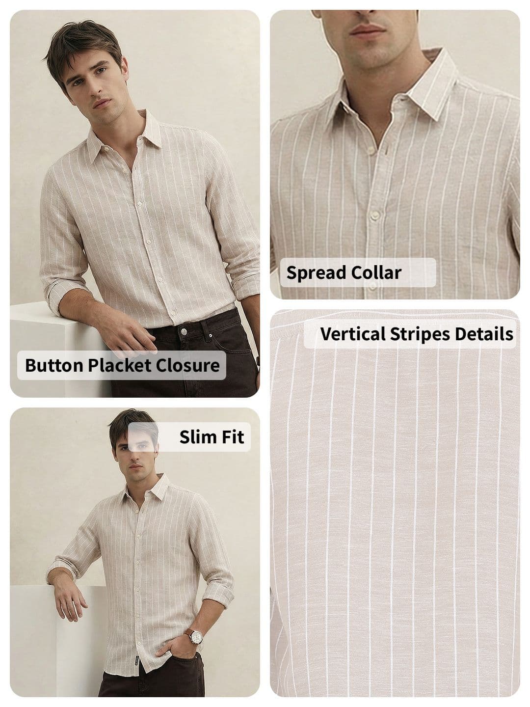 THE SHIRT CODE Slim Fit Vertical Striped Casual Shirt thumbnail 3