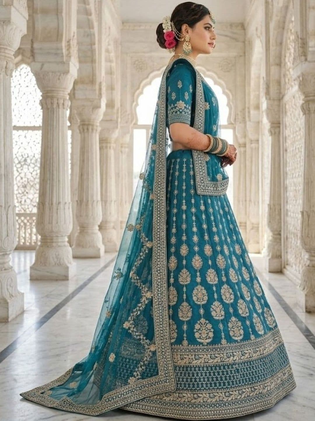 JIYANA WOMENS CHOICE Embroidered Semi-Stitched Lehenga & Blouse With Dupatta thumbnail 4
