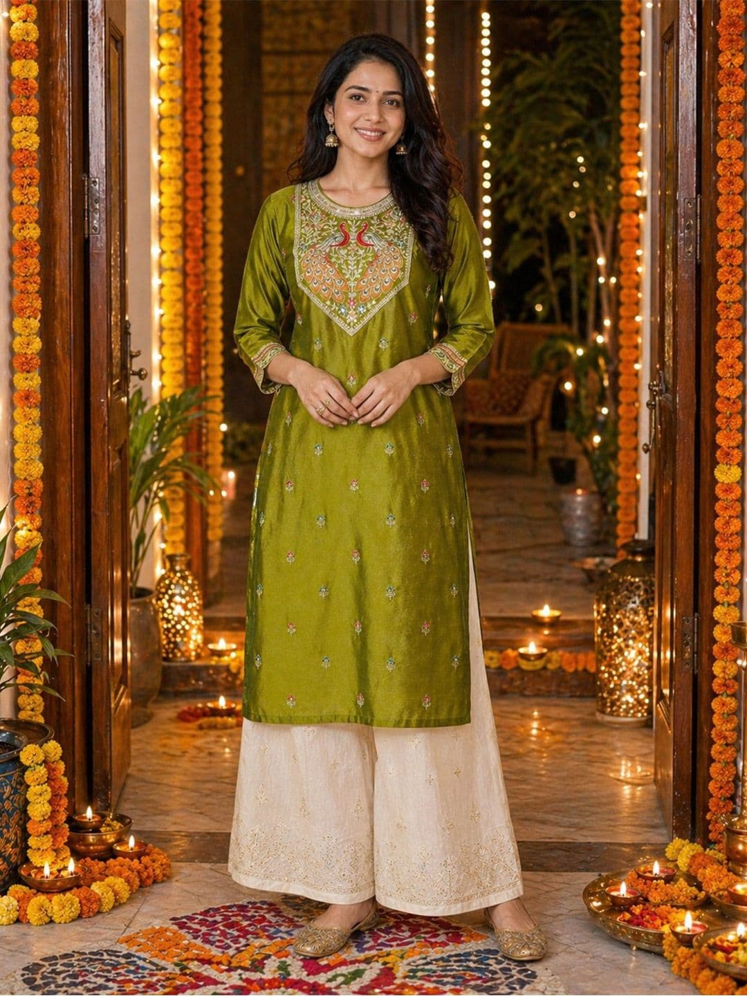 rarethread Women Ethnic Motifs Embroidered Thread Work Kurta - view 1