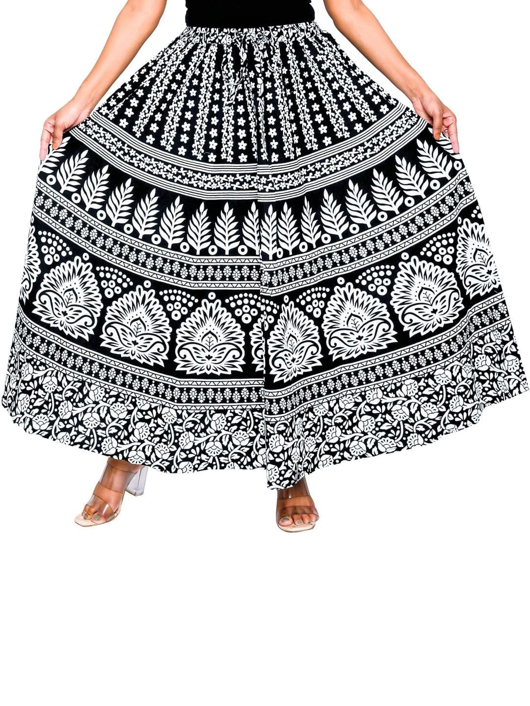 SAMJHI Women Pure Cotton Floral Maxi Flared Skirt thumbnail 5