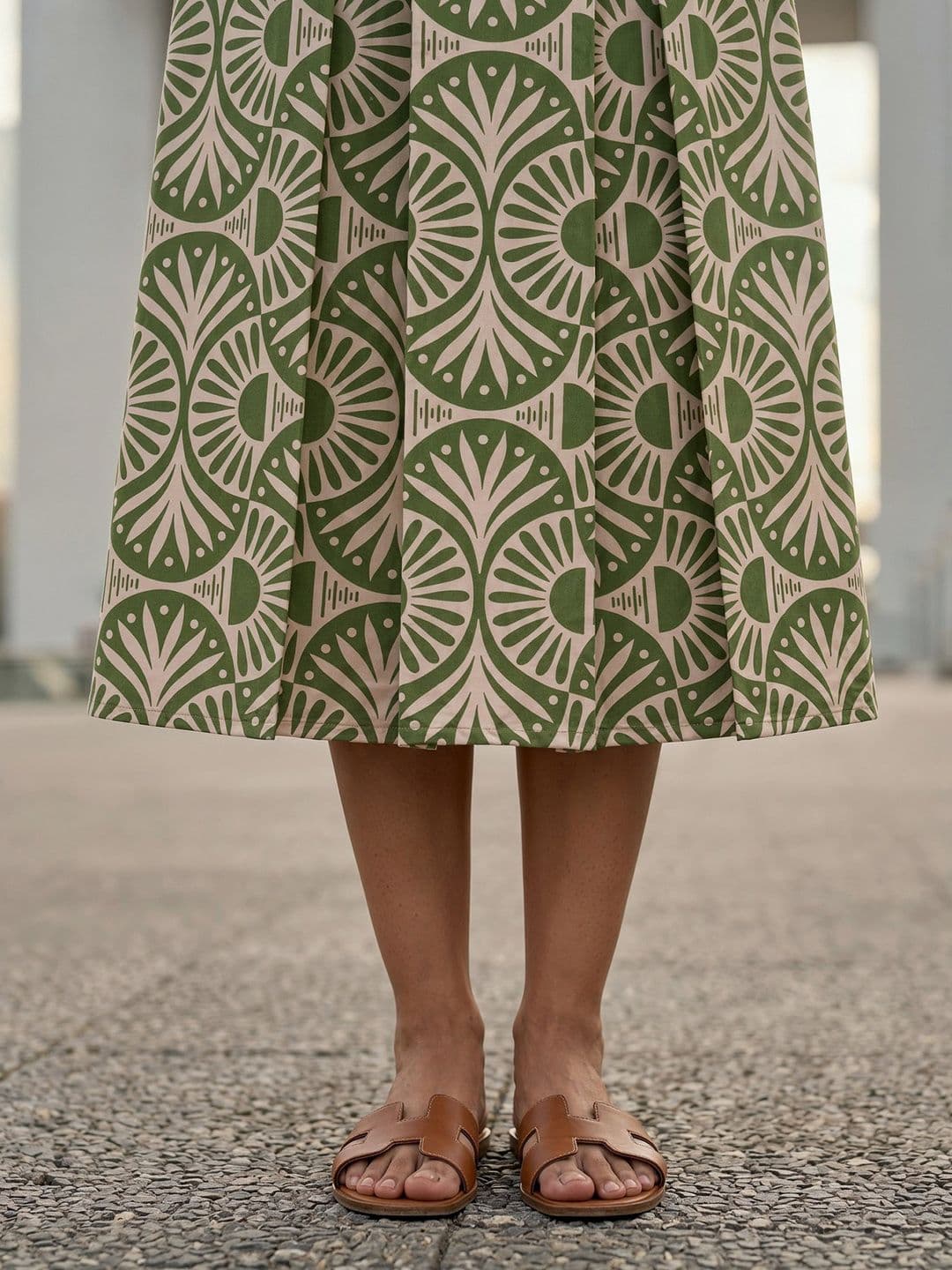 AASK Women Pure Cotton Blend Geometric Midi A-Line Skirt thumbnail 6