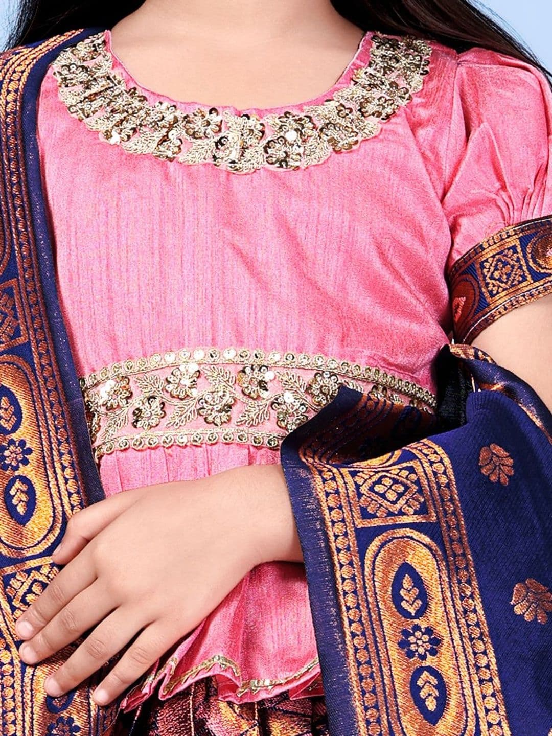 KALINI Girls Embellished Semi-Stitched Lehenga & Blouse With Dupatta thumbnail 2