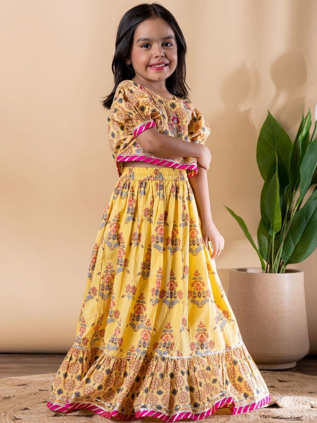 Readiprint Girls Printed Block Print Ready to Wear Lehenga & thumbnail 5