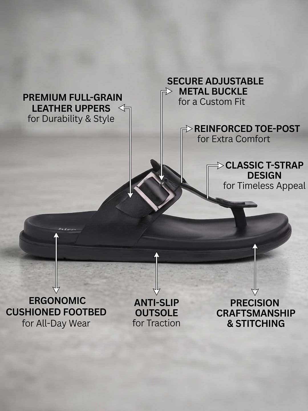 HERE&NOW Men Leather Comfort Sandals thumbnail 6