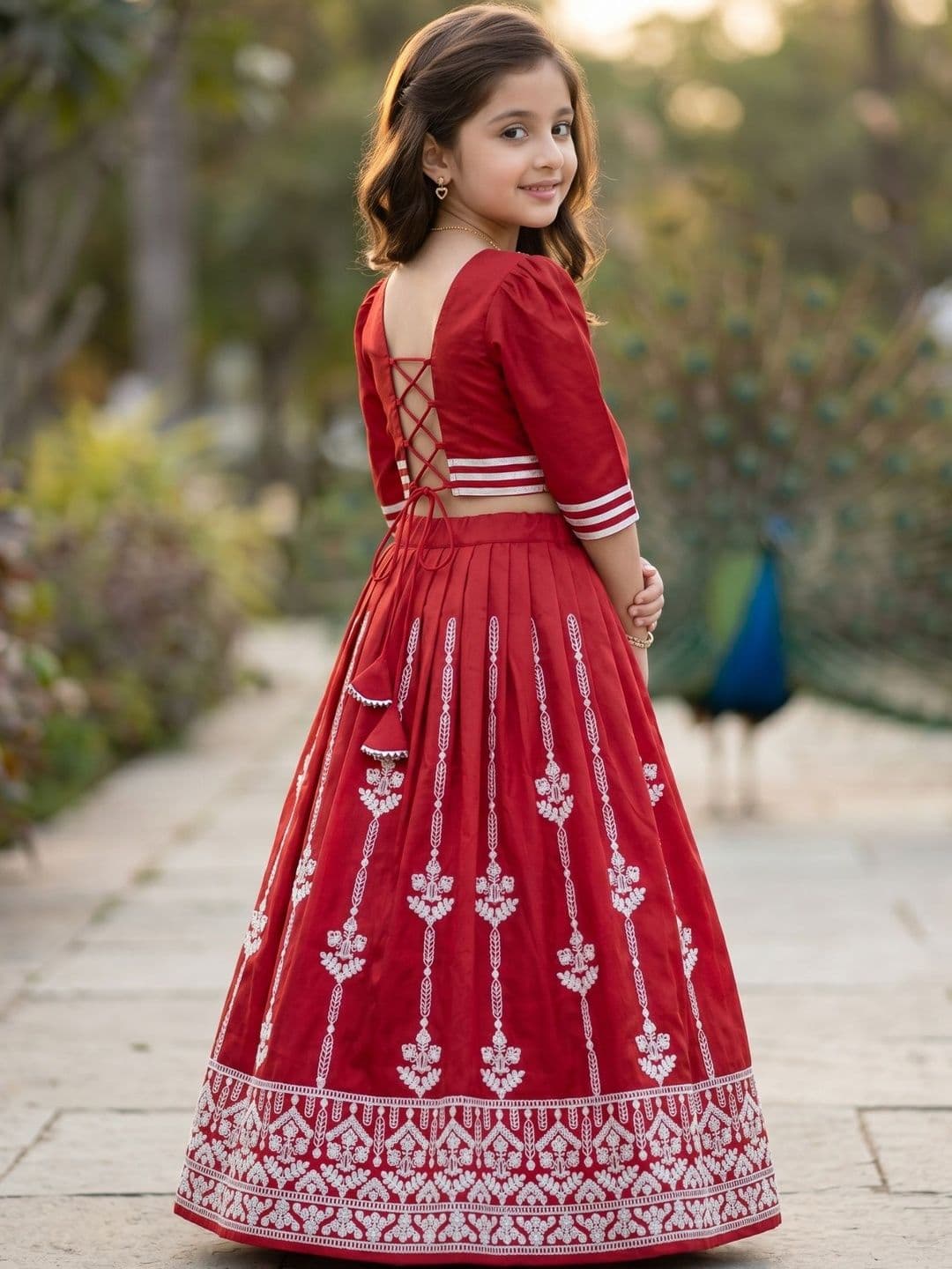 KALINI Girls Embroidered Thread Work Ready to Wear Lehenga & thumbnail 7