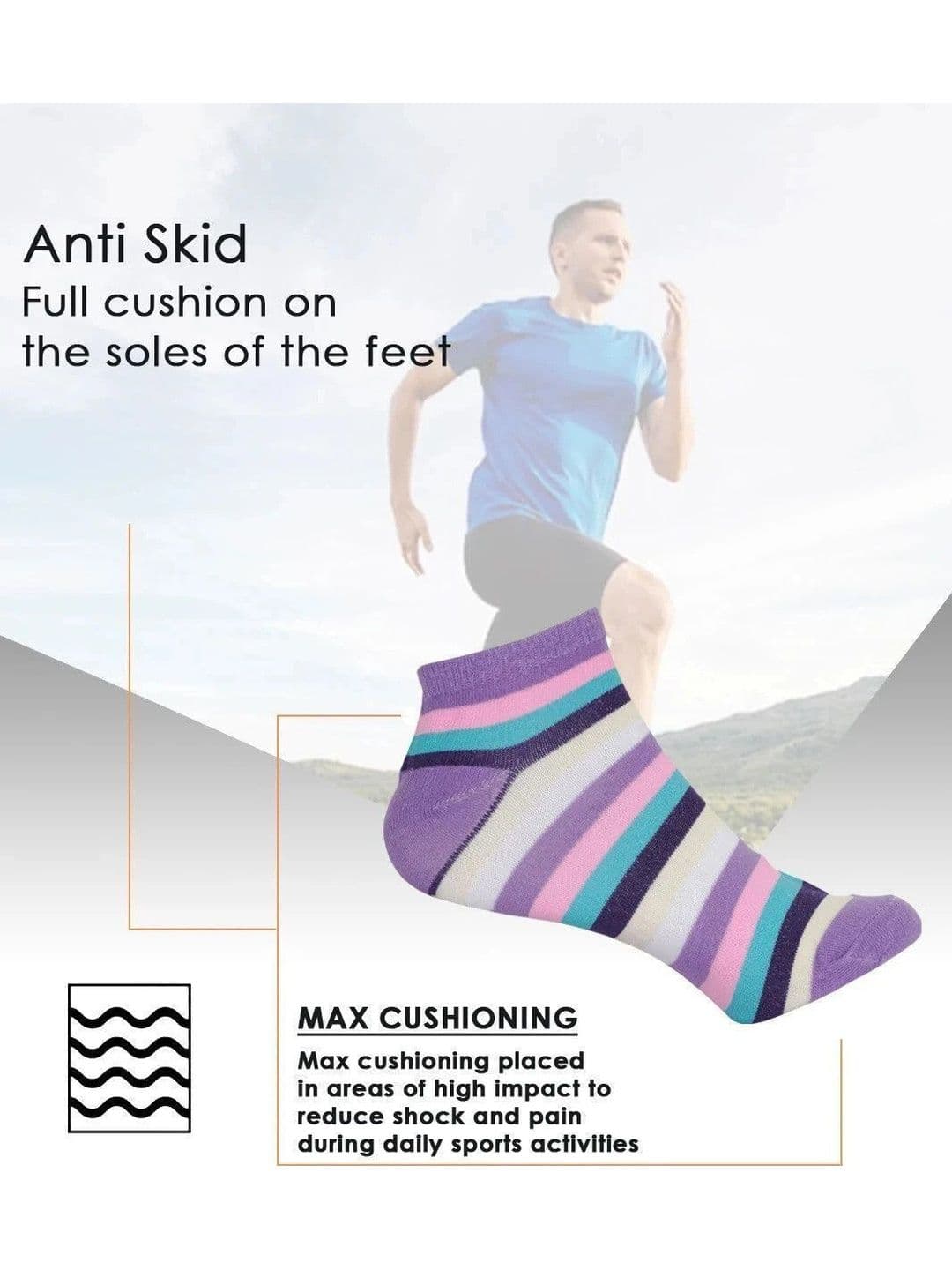 Blacktank Men Pack of 6 Cotton Striped Ankle Length Socks thumbnail 3