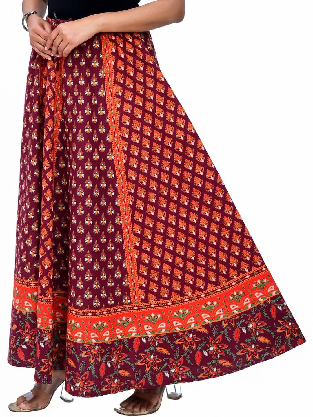 SAMJHI Women Pure Cotton Cotton Cambric Paisley Maxi Flared Skirt thumbnail 2