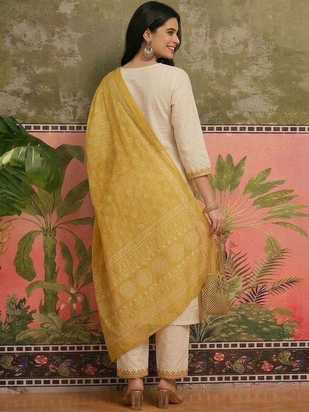 Sangria Embroidered Pure Cotton Round Neck Kurta & Trousers With Dupatta thumbnail 6