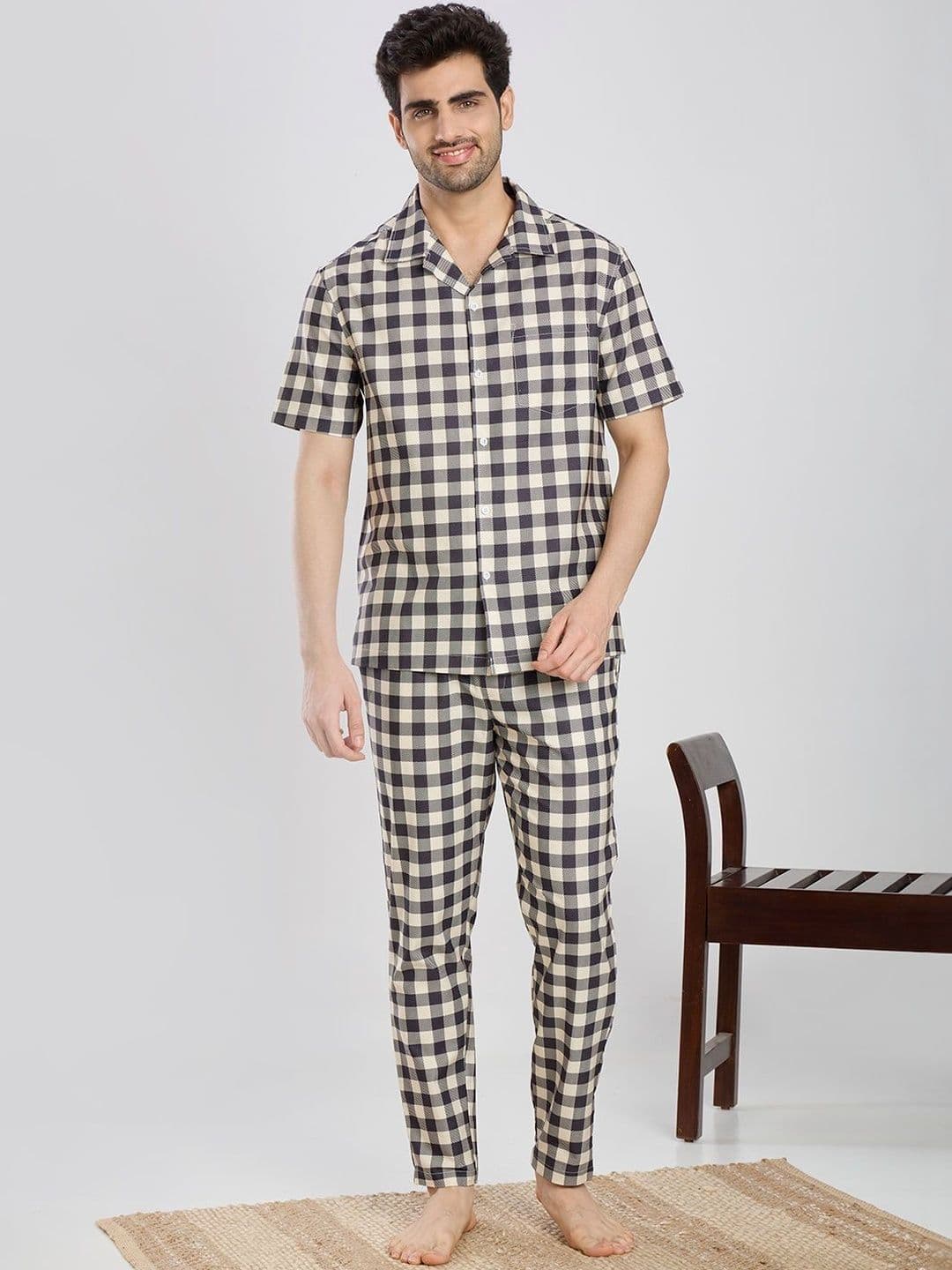 ETC Men Checked Night suit