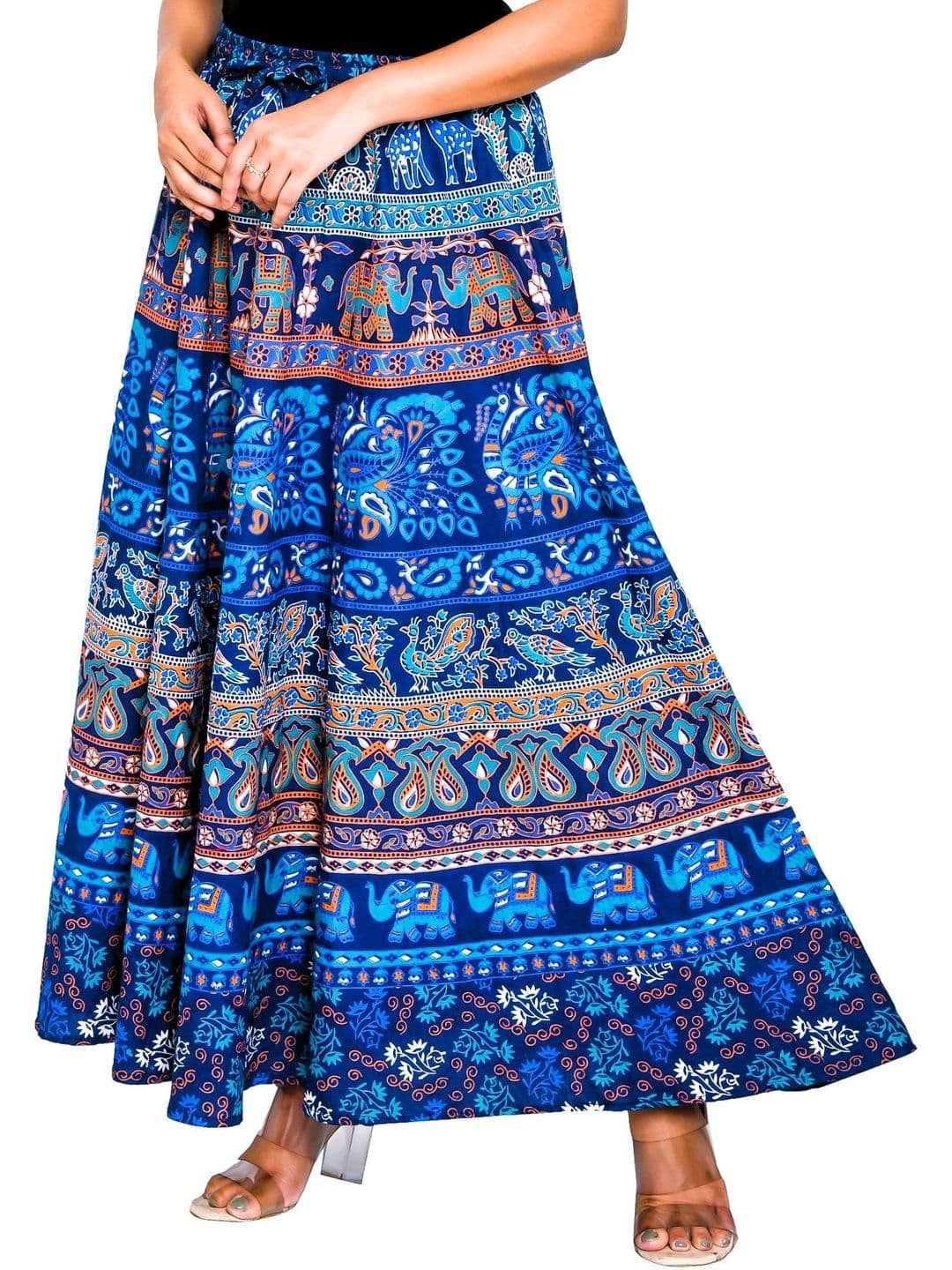 SAMJHI Women Pure Cotton Animal Bohemian Maxi Flared Skirt thumbnail 2