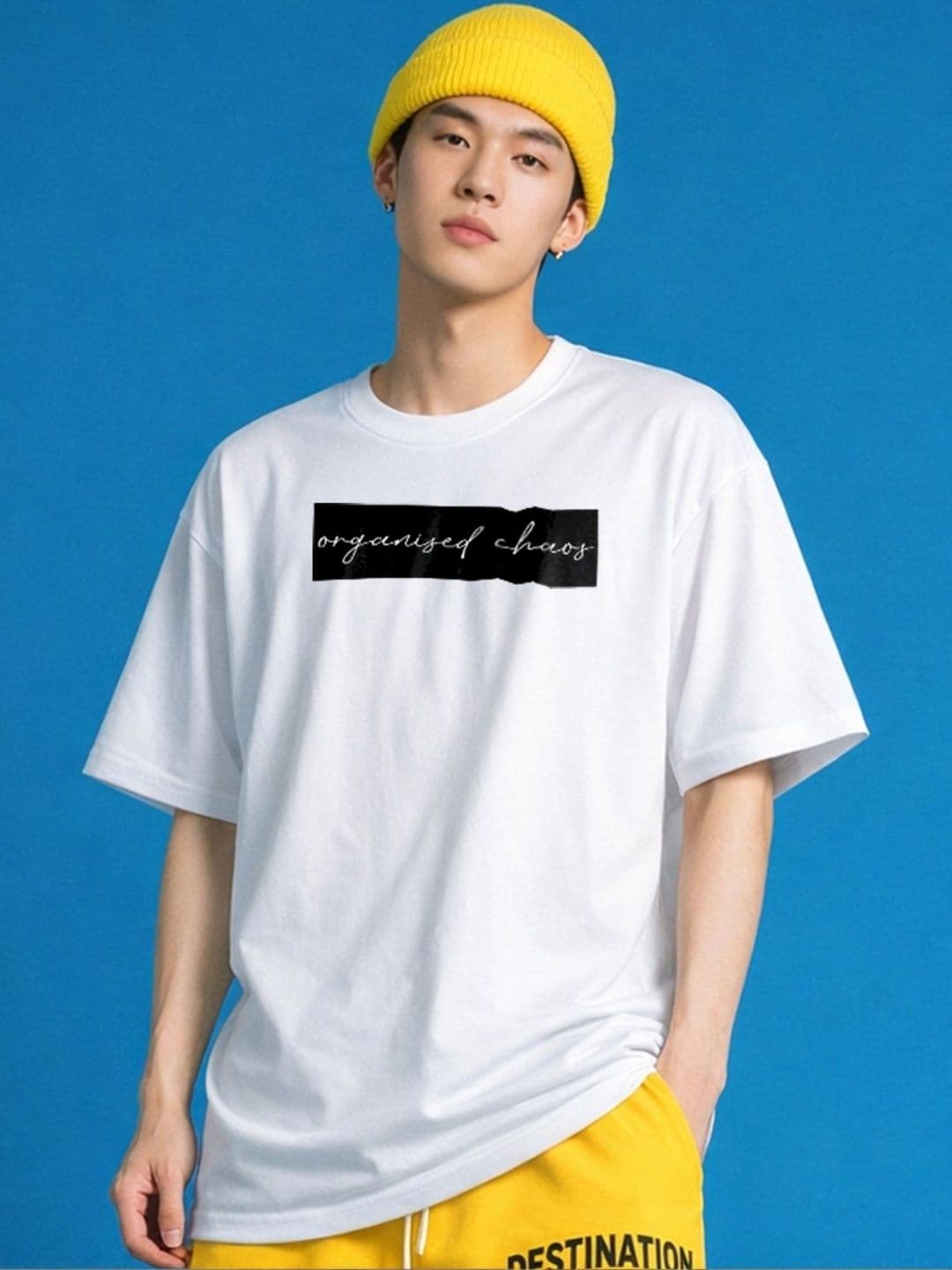 The Roadster Lifestyle Co Printed Organic Cotton Round Neck Oversized Tshirts - view 1