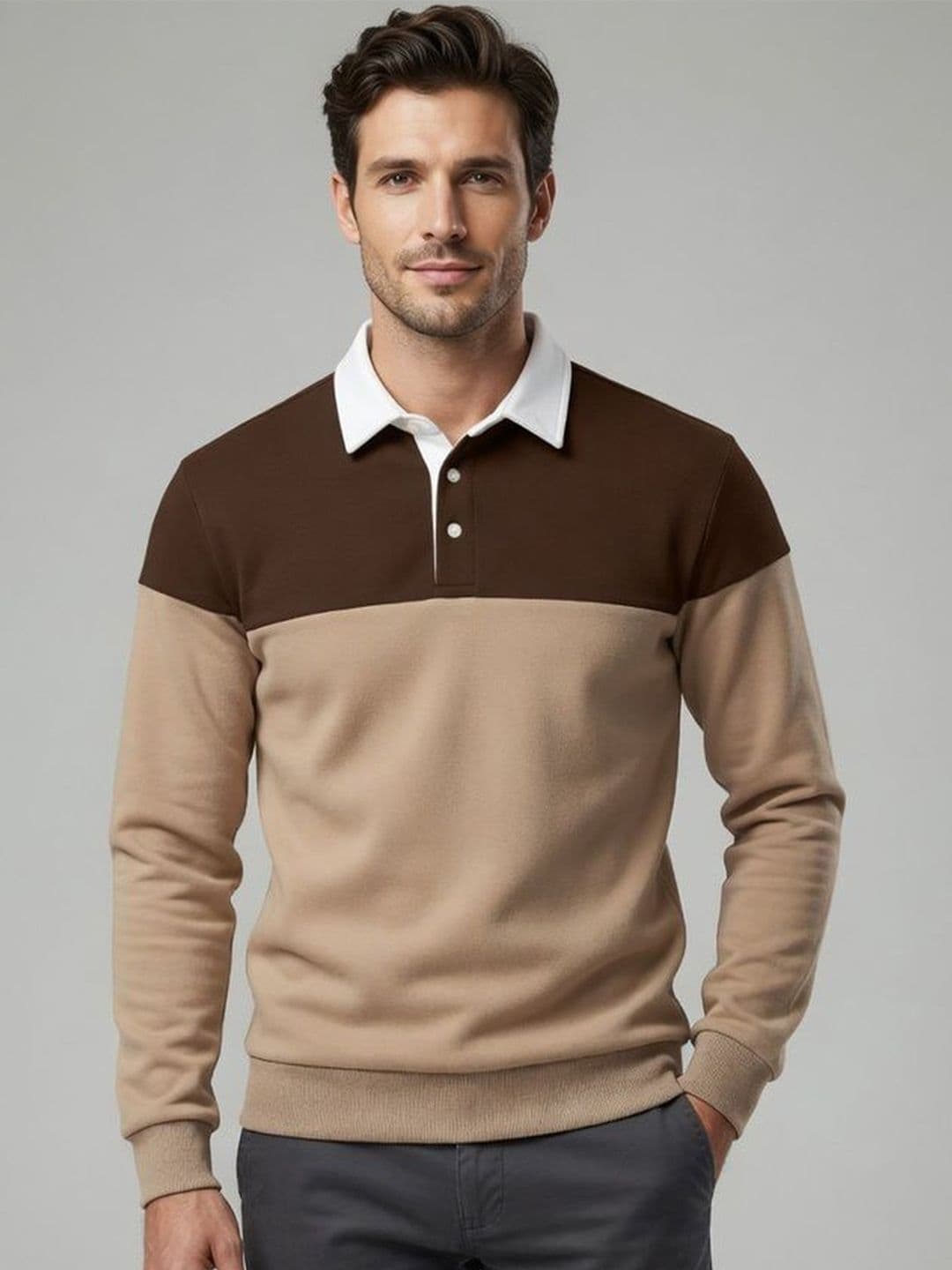 Mast & Harbour Colourblocked Polo Collar T-shirt - view 1