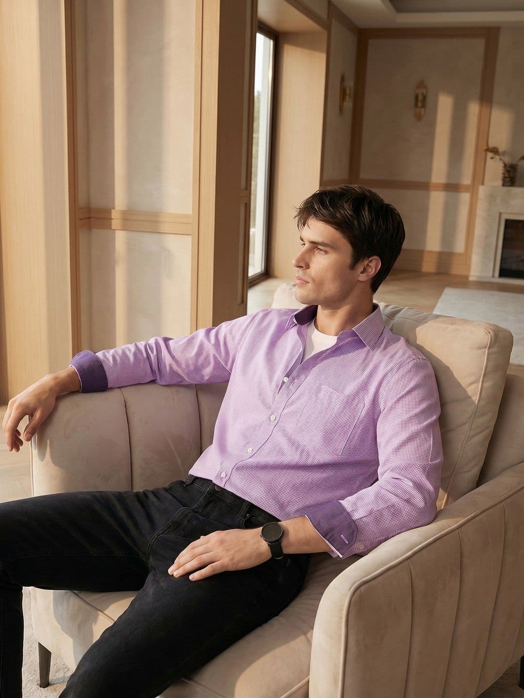 THE SHIRT CODE Slim Fit Self Designed Casual Shirt - view 1