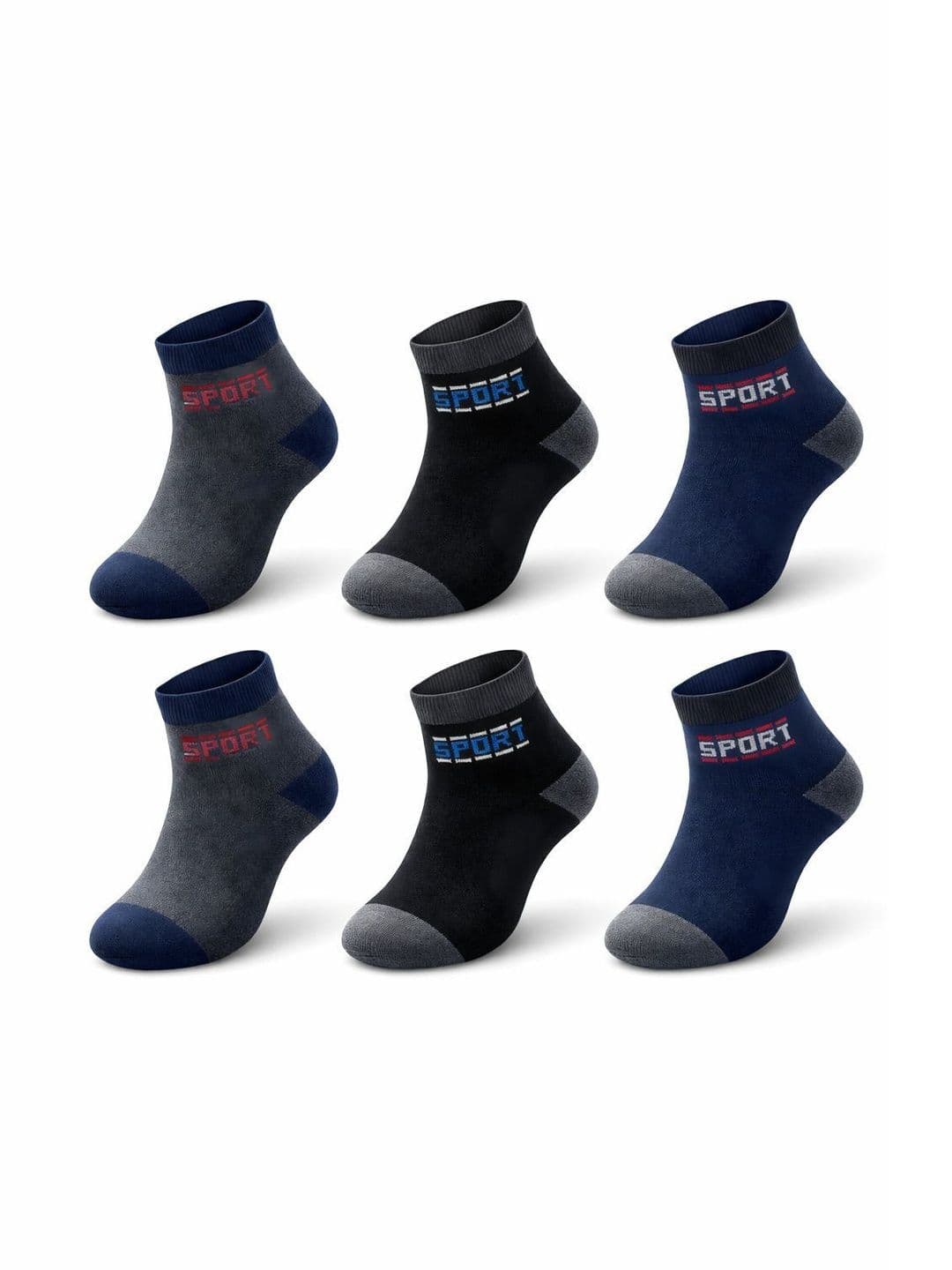 Blacktank Men Pack of 6 Cotton Colourblocked Ankle Length Socks - view 1