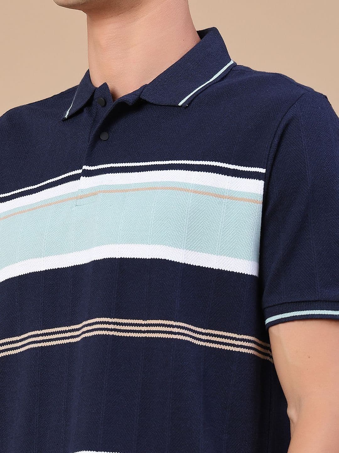 V-Mart Men Striped Polo Collar T-shirt thumbnail 3